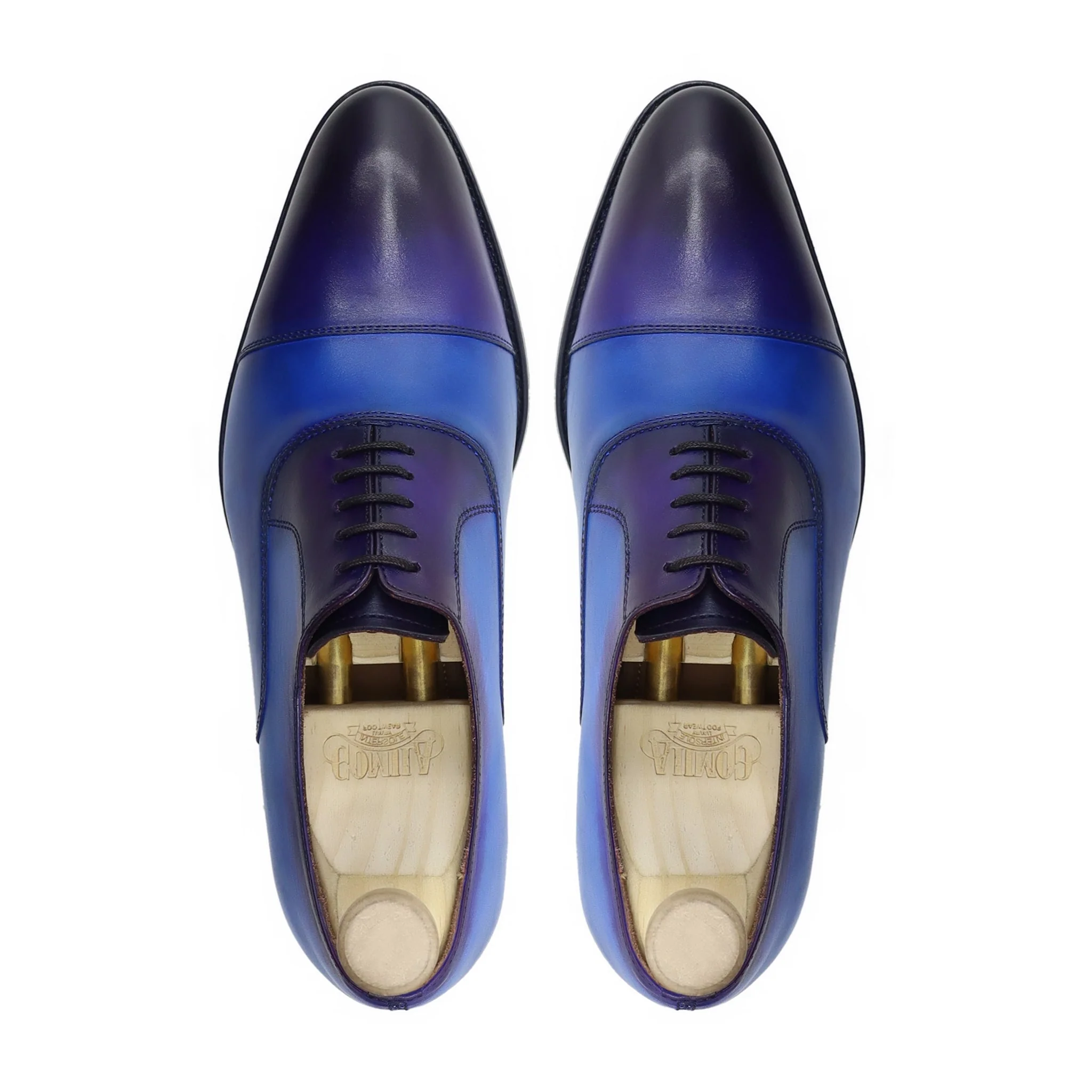 Lobelia - Men's Burnished Blue Calf Leather Oxford Shoe - Image 3