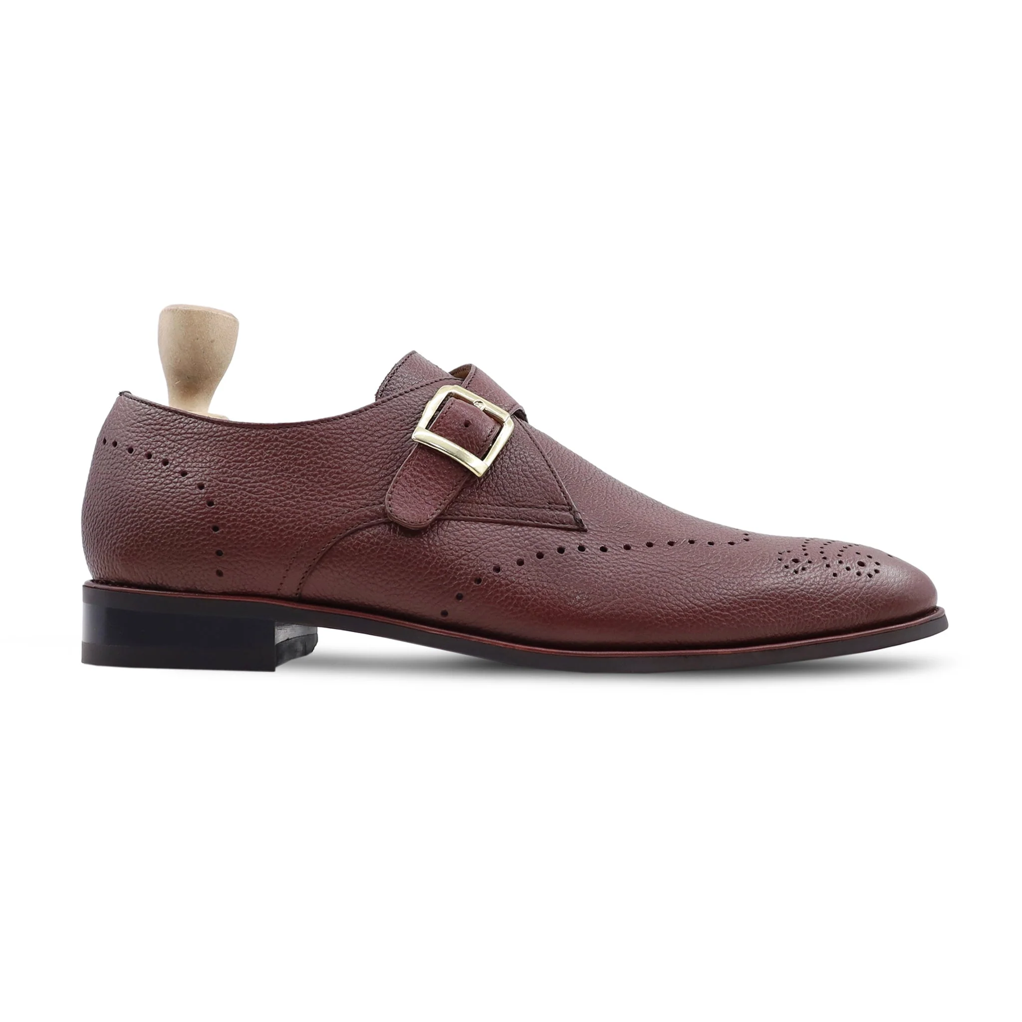 Ludza - Men's Oxblood Pebble Grain Leather Single Monkstrap - Image 2
