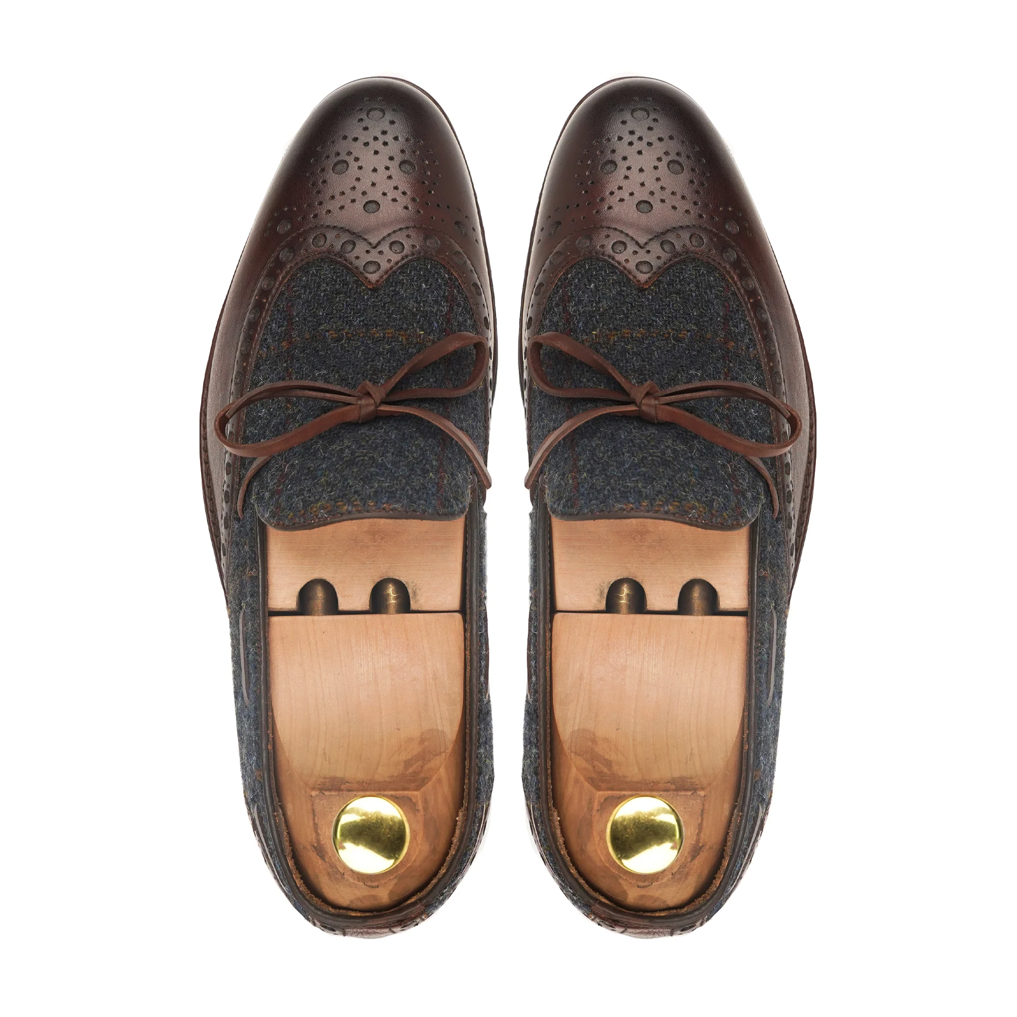Kori - Men's Dark Brown Calf Leather and Harris Tweed Loafer - Image 3