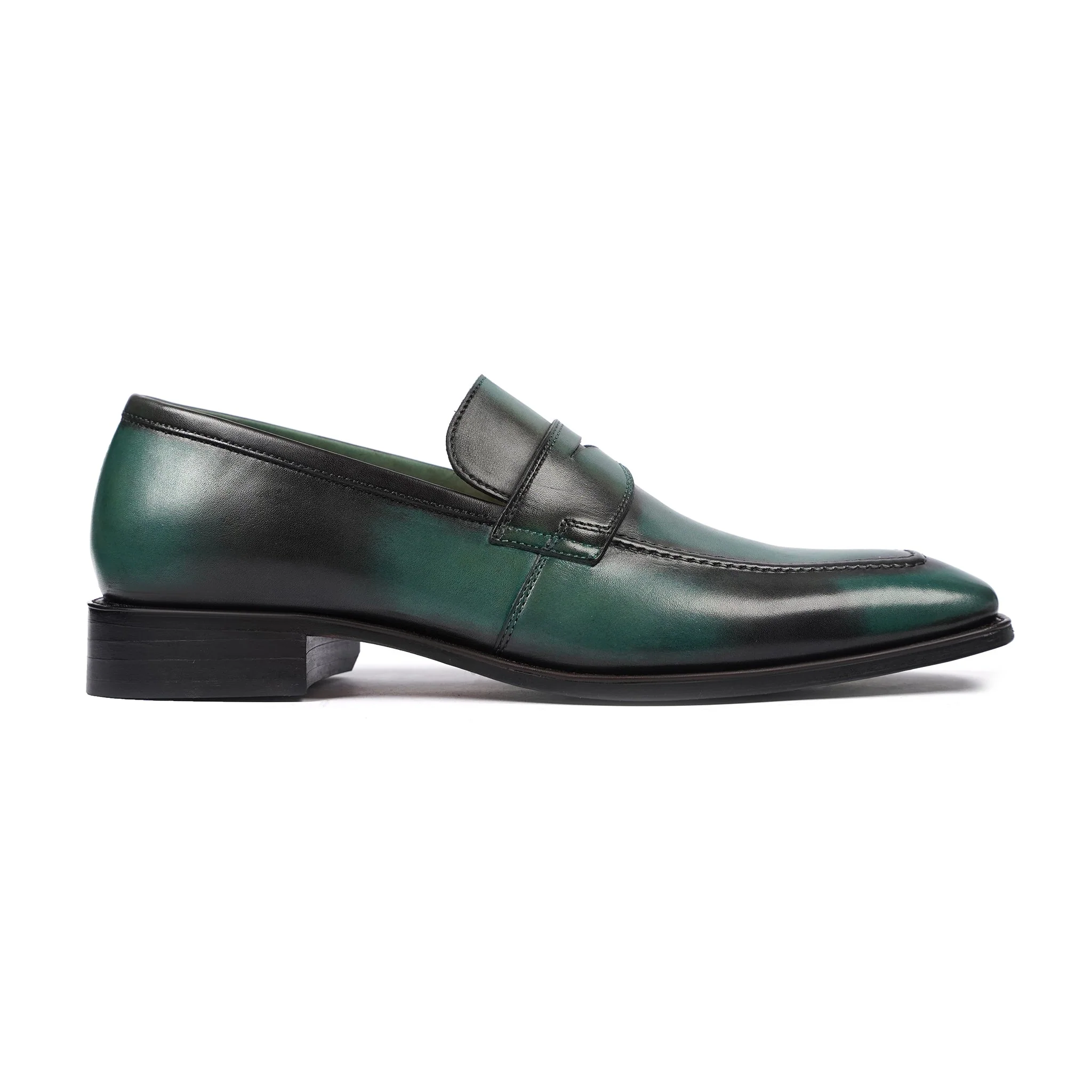 Masquerade - Men's Burnished Green Calf Leather Loafer - Image 2