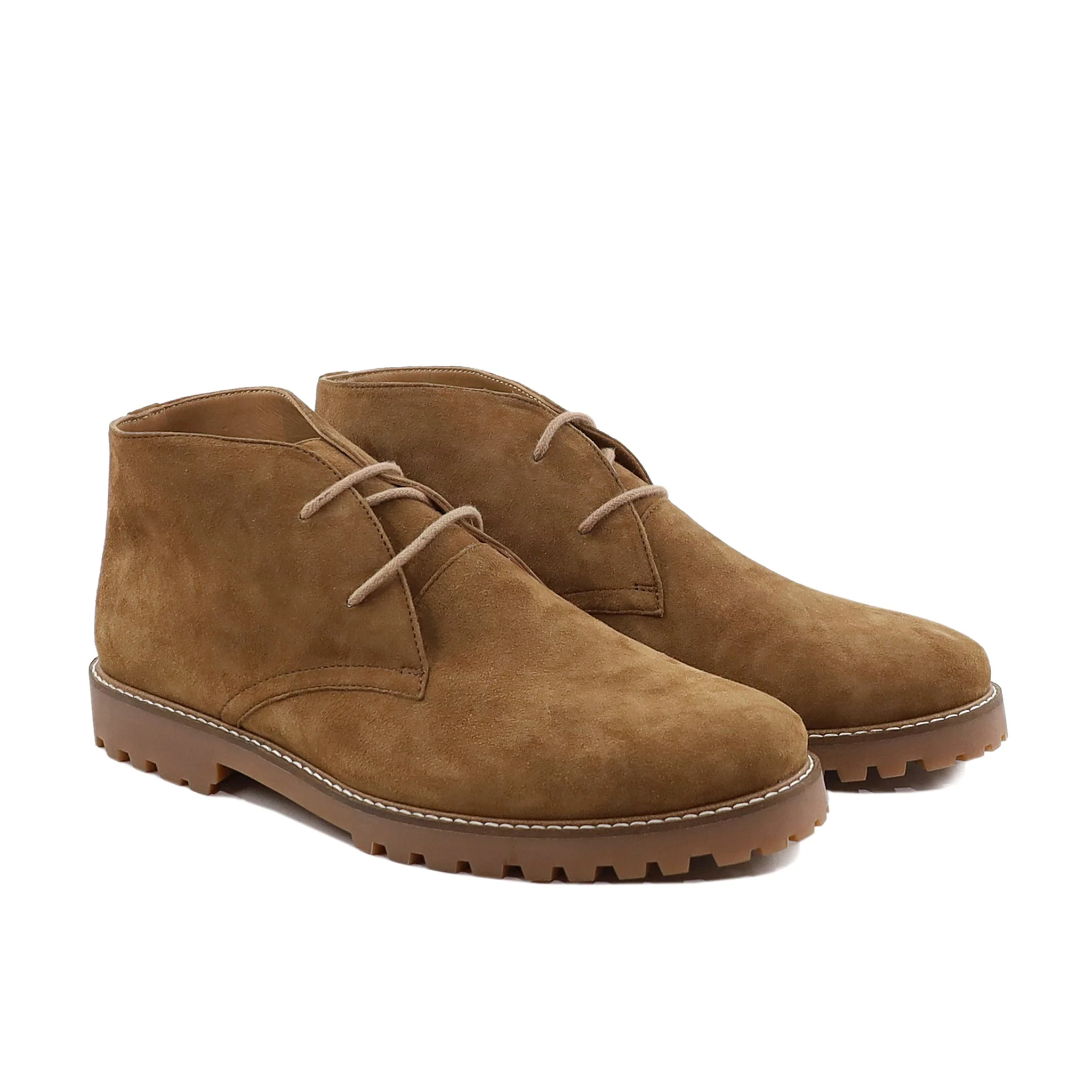 Naoya - Men's Camel Kid Suede Chukka Boot