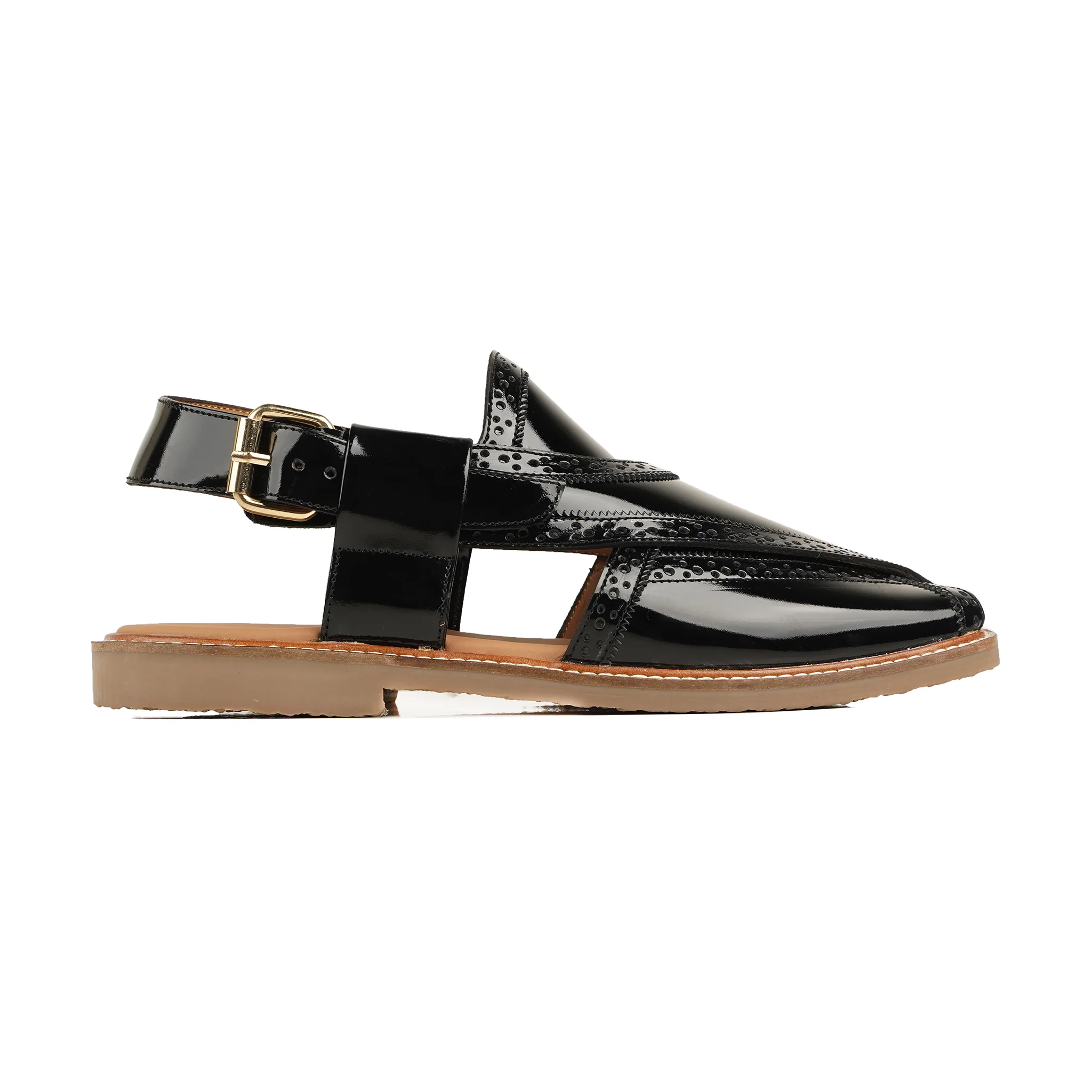 Satomi - Men's Black Patent Leather Sandal - Image 2