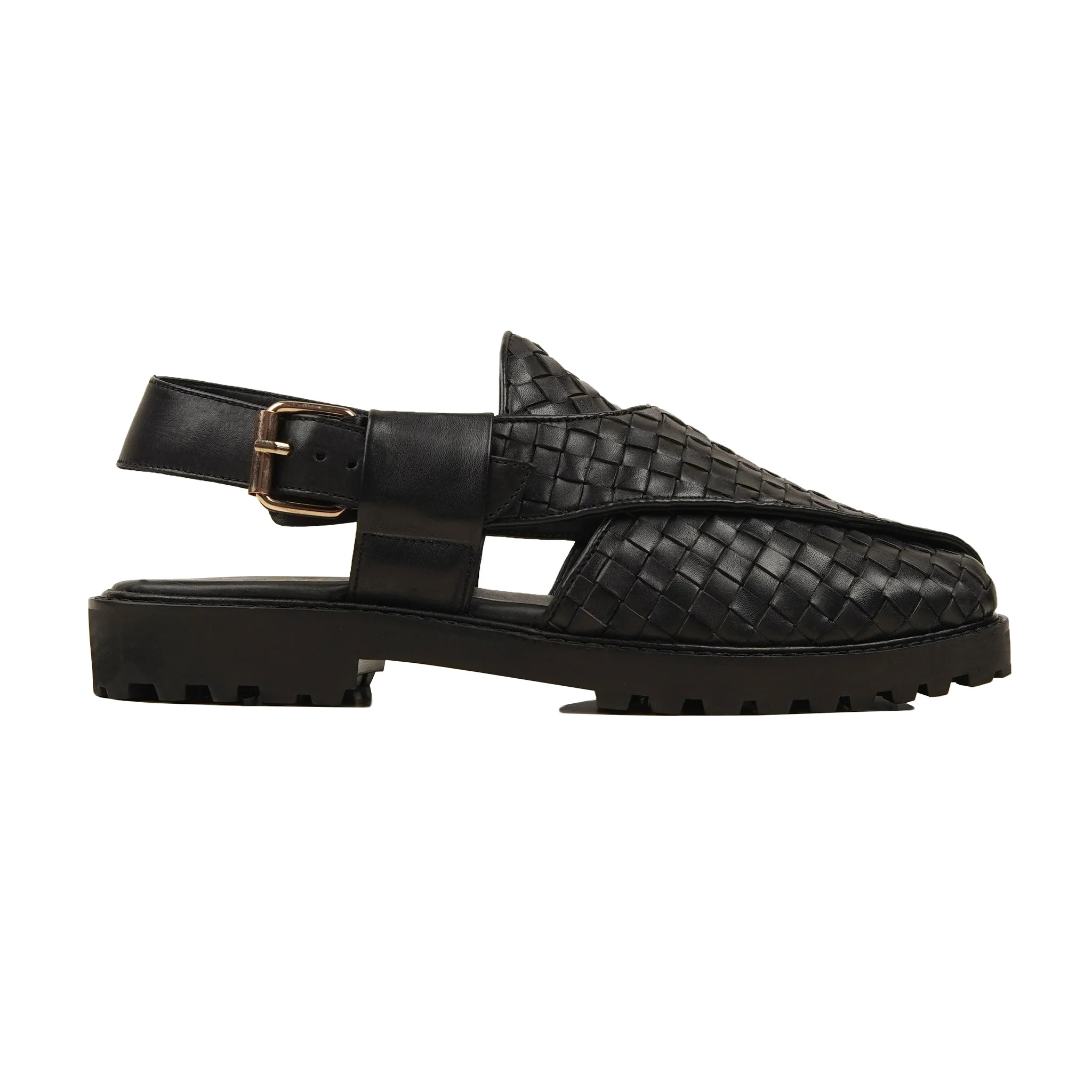 Mitsuko - Men's Black Hand Woven Calf Leather Sandal - Image 2