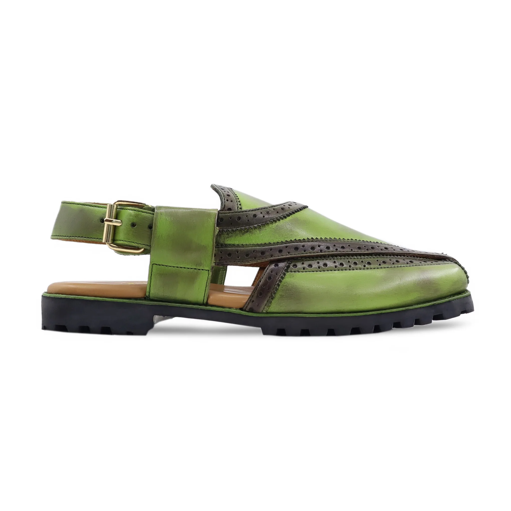 Sonomi - Men's Burnished Green Calf Leather Sandal - Image 2