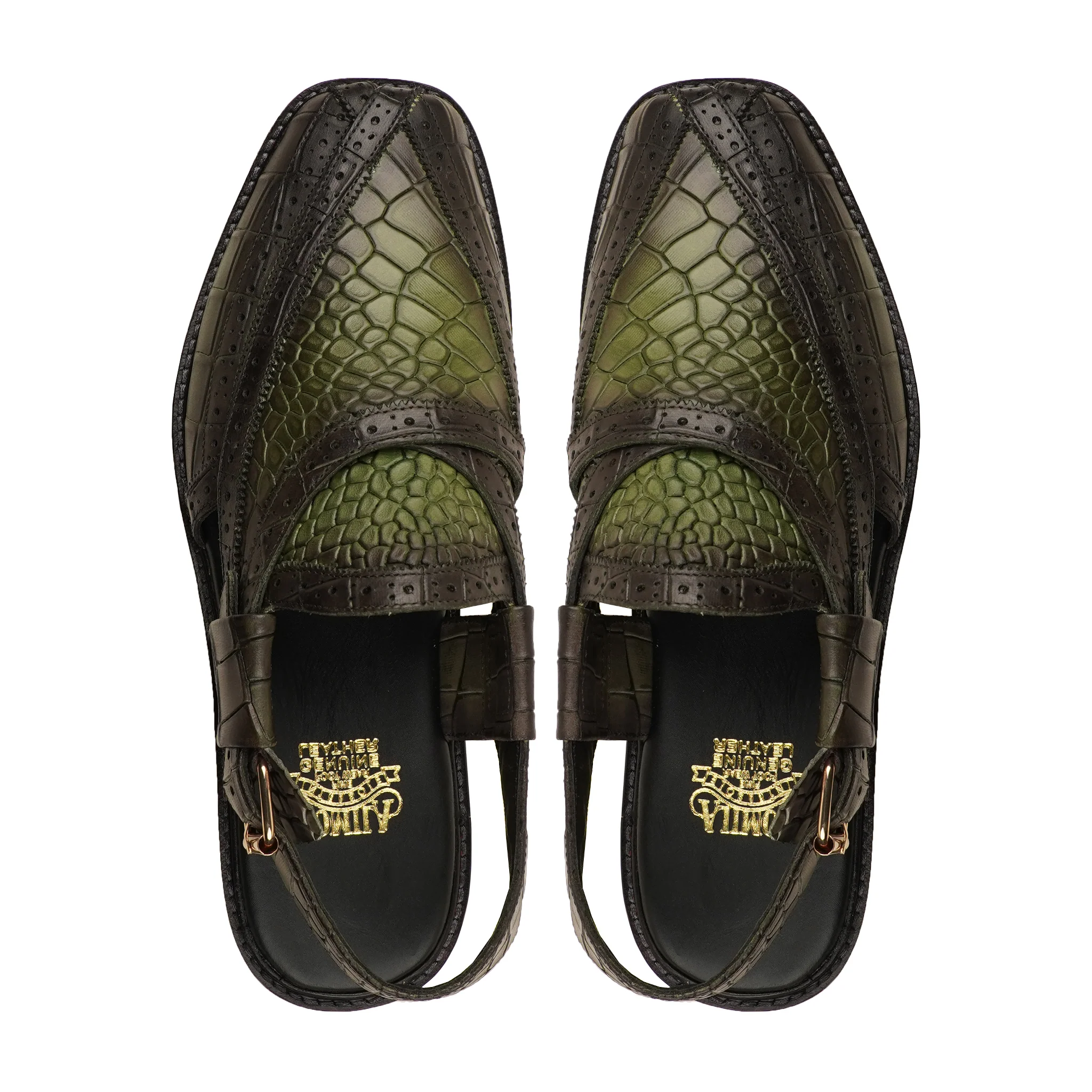 Tsukiko - Men's Burnished Olive Green Calf Leather Sandal - Image 3