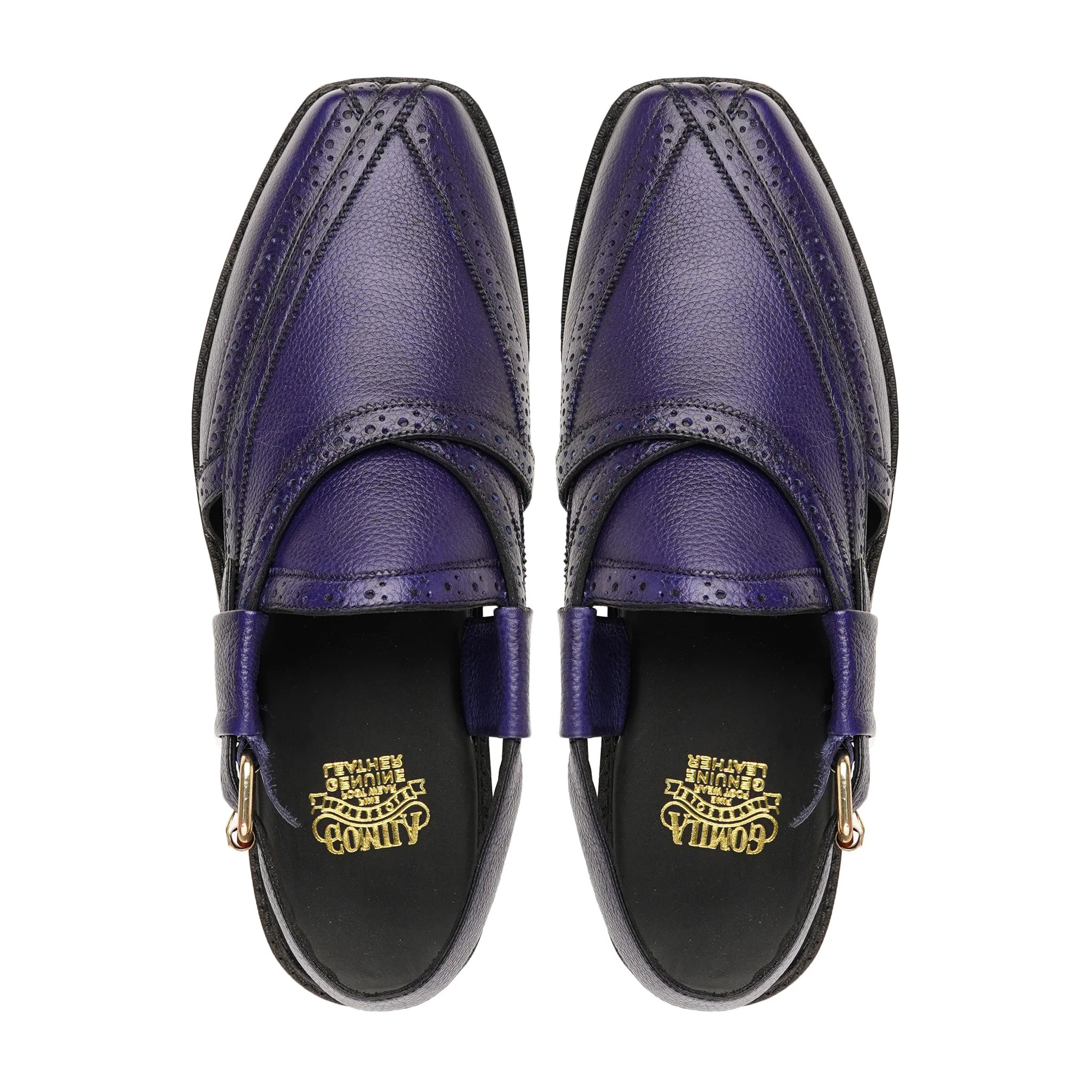 Ayako - Men's Blue Pebble Grain Leather Sandal - Image 3