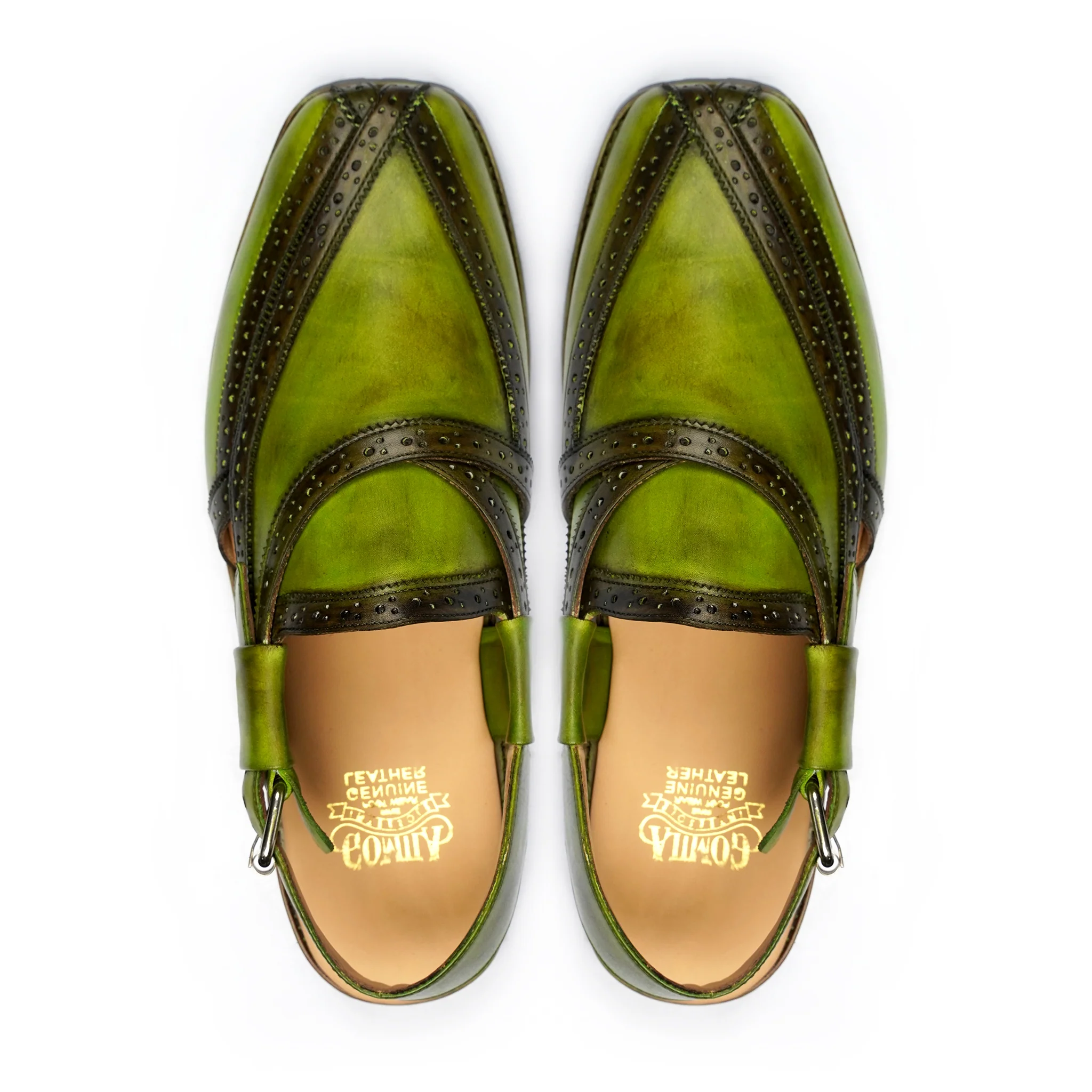 Akiko - Men's Burnished Green Calf Leather Sandal - Image 3