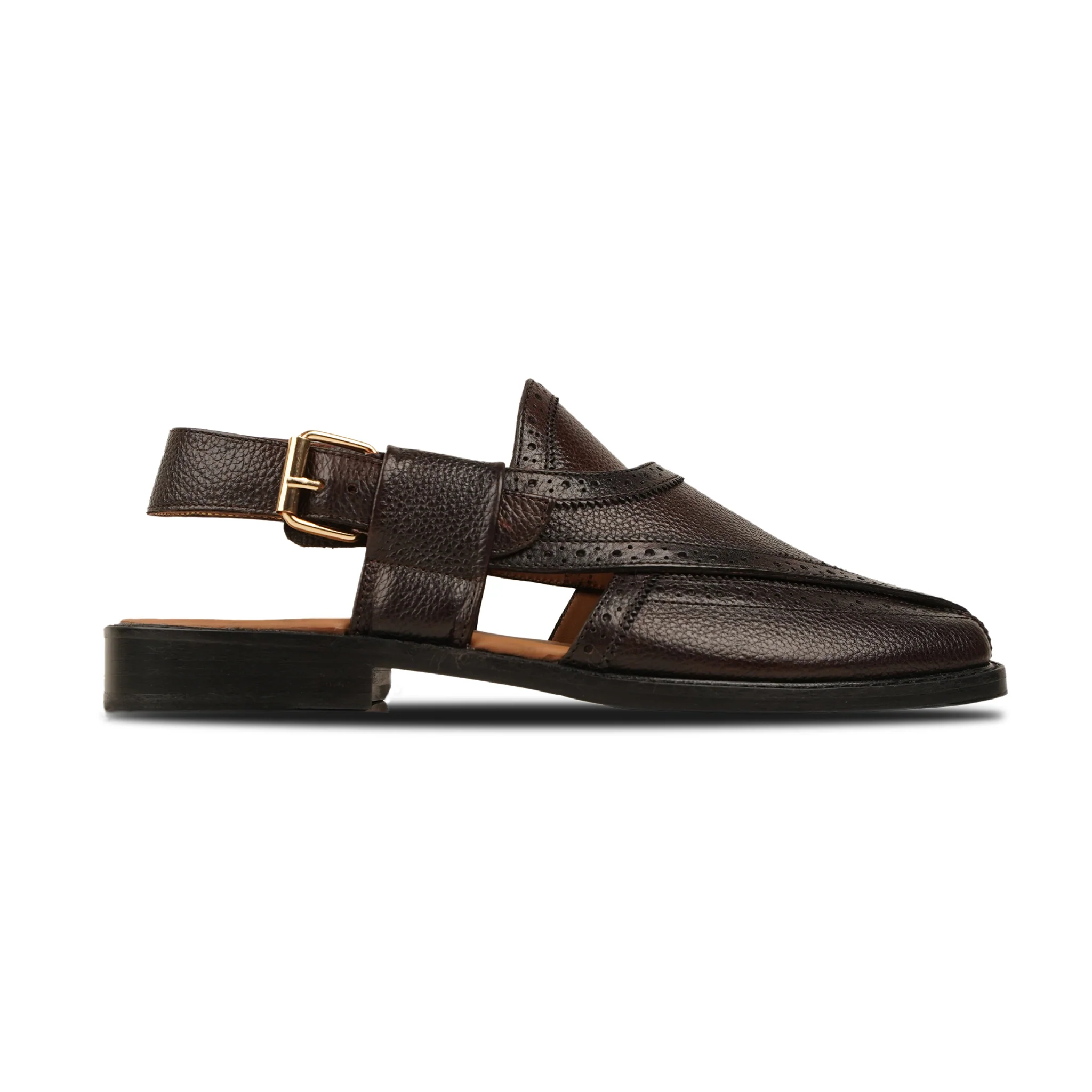 Akyra - Men's Dark Brown Pebble Grain Leather Sandal - Image 2