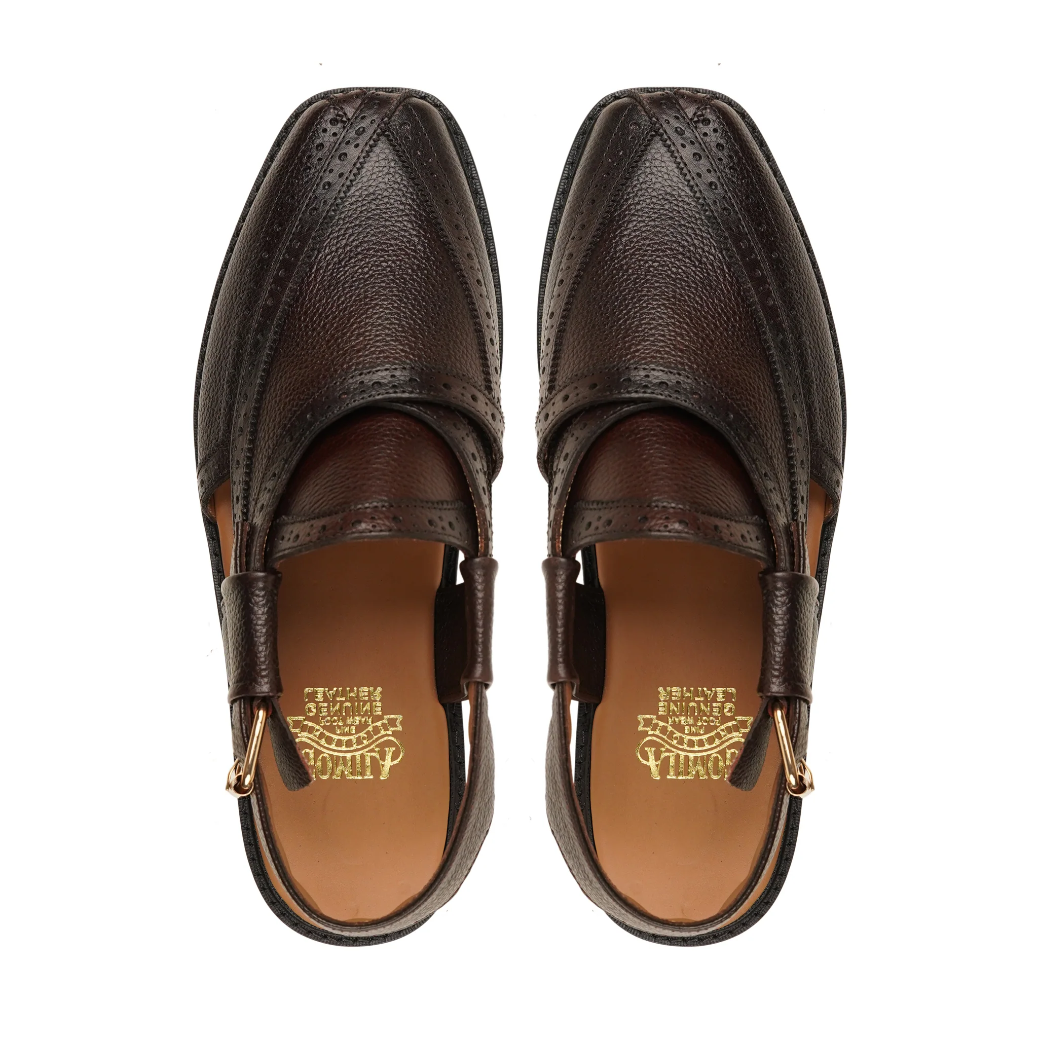 Akyra - Men's Dark Brown Pebble Grain Leather Sandal - Image 3