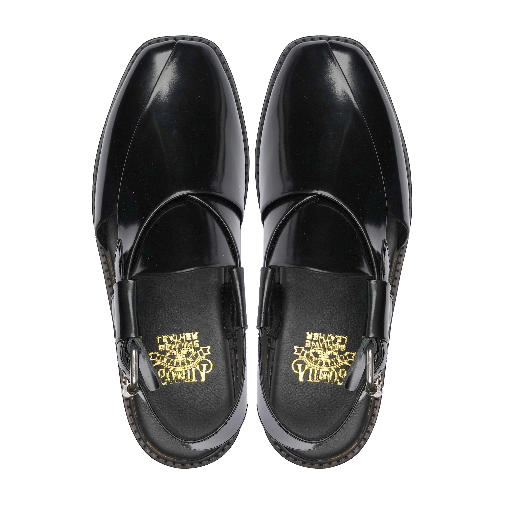 Sakua - Men's Black Box Leather High Shine Sandal - Image 3