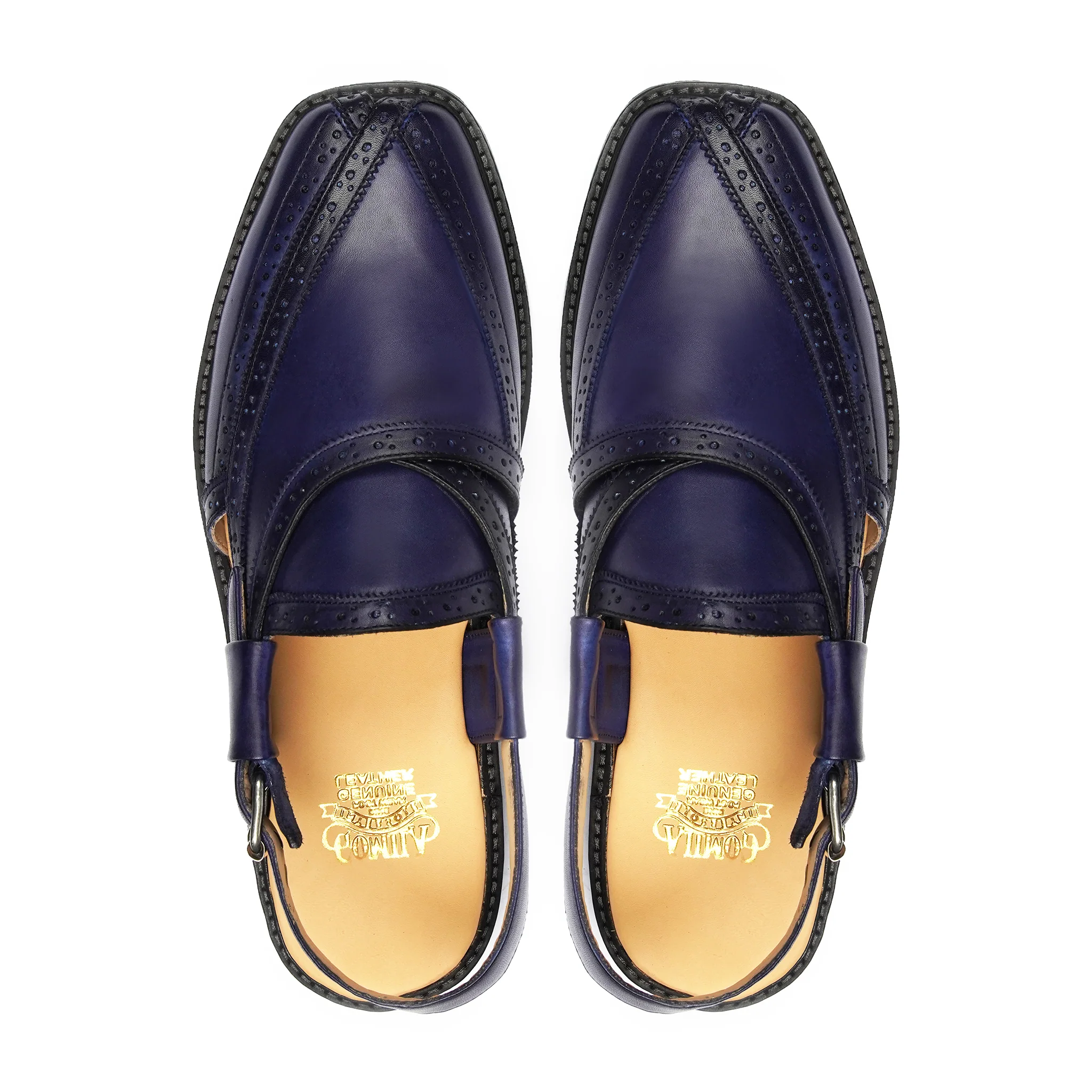 Mikki - Men's Dark Blue Calf Leather Sandal - Image 3