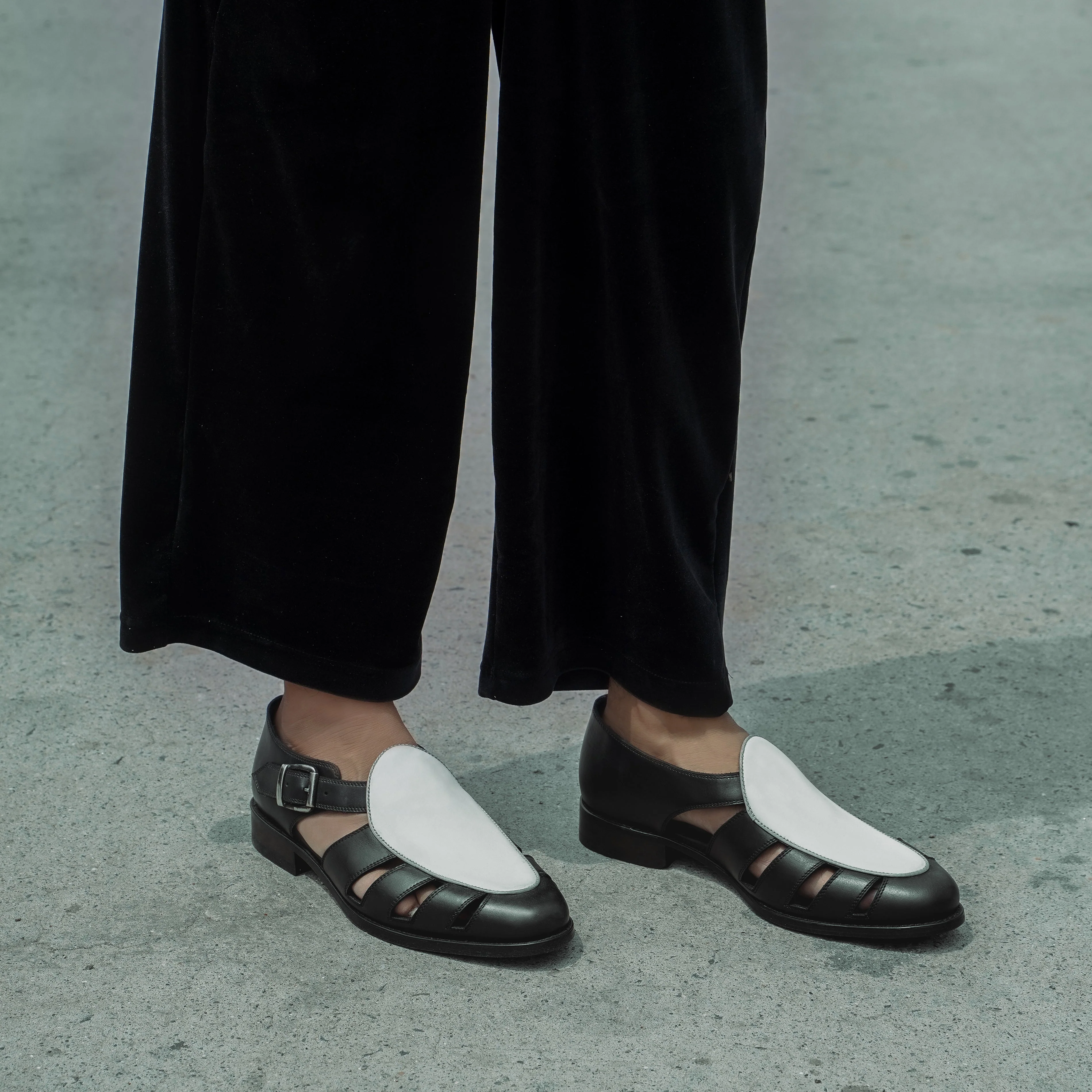 Pedri - Men's Black and White Calf Leather Sandal - Image 4