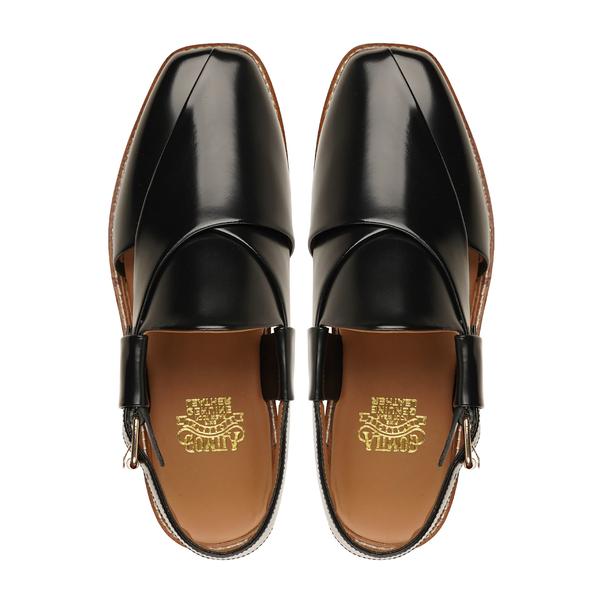Asaka - Men's Black Box Leather High Shine Sandal - Image 3