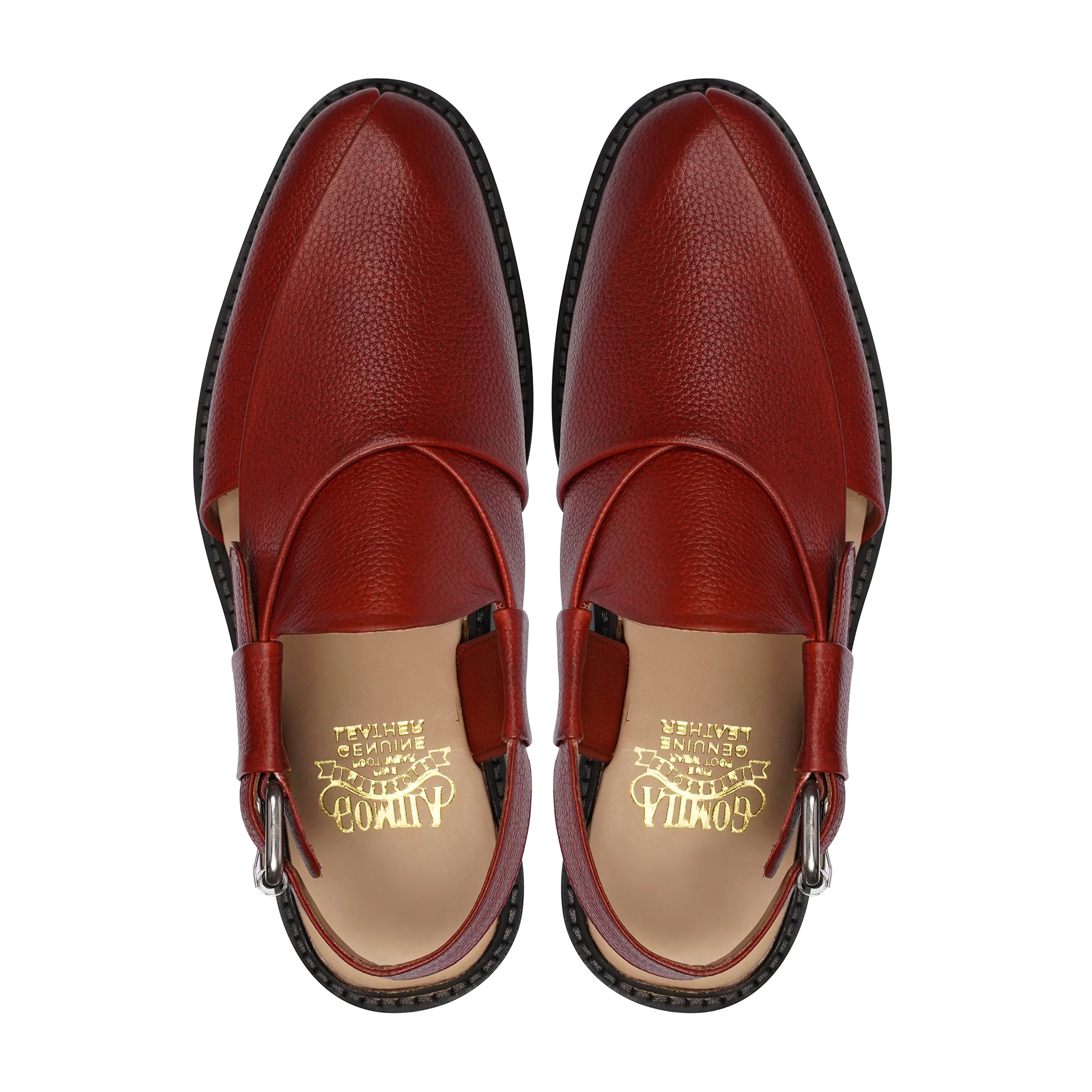 Yachi - Men's Oxblood Pebble Grain Leather Sandal - Image 3