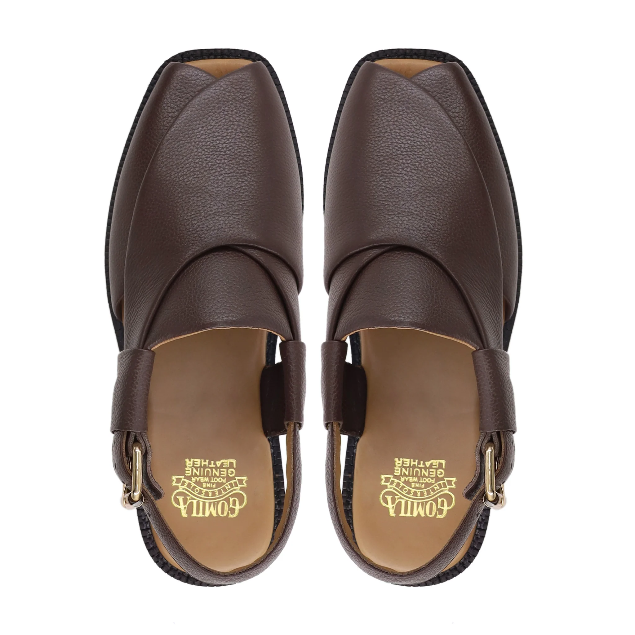 Takara - Men's Dark Brown Pebble Grain Leather Sandal - Image 3