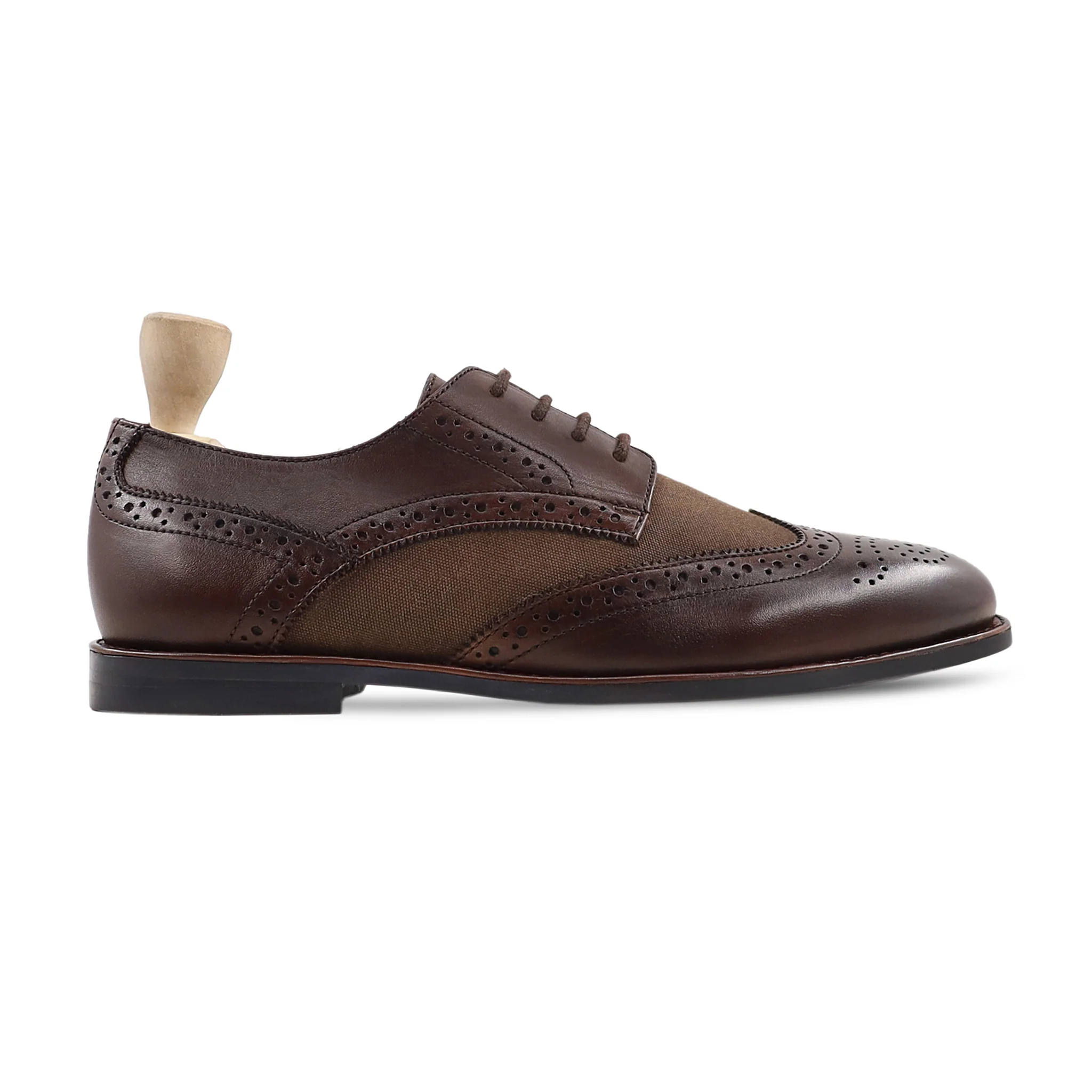 Peyton - Men's Dark Brown Calf Leather and Kid Suede Derby Shoe - Image 2