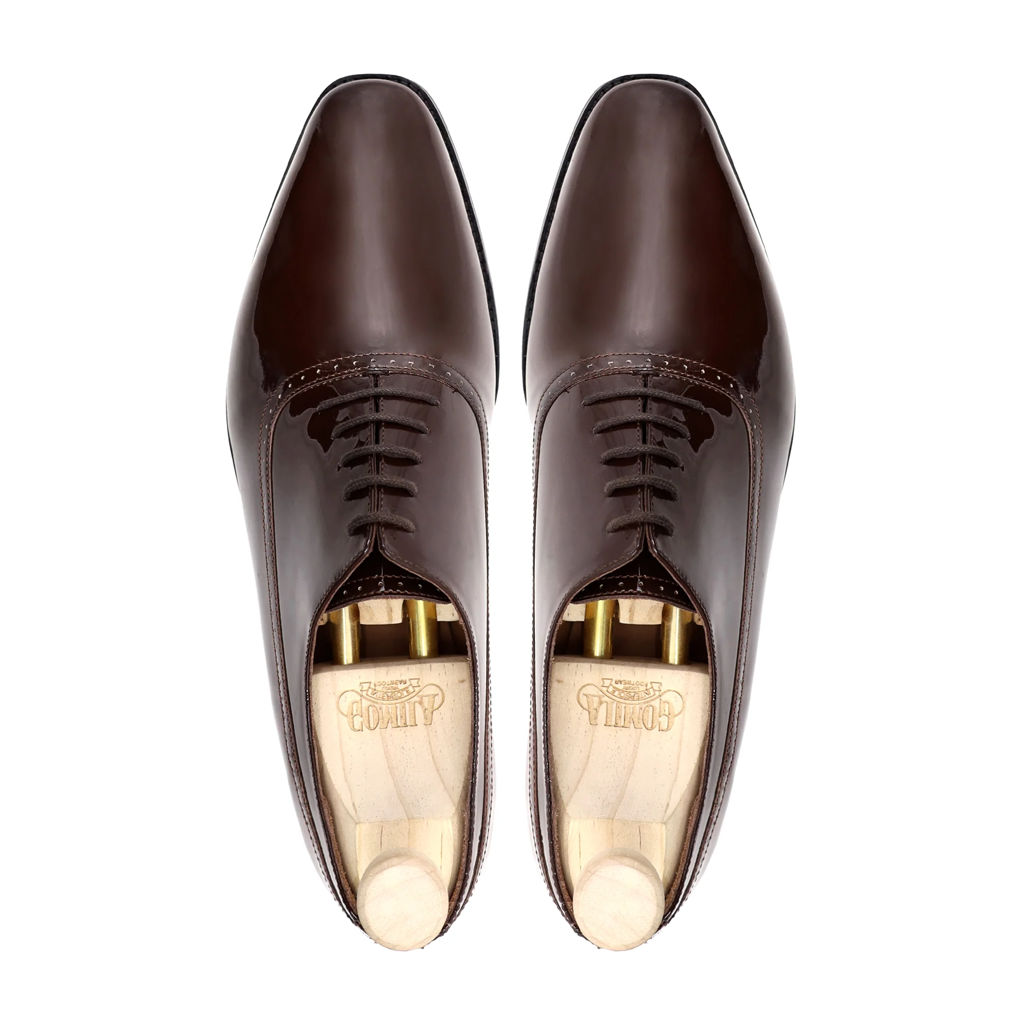 Phoenix - Men's Dark Brown Patent Leather Oxford Shoe - Image 3
