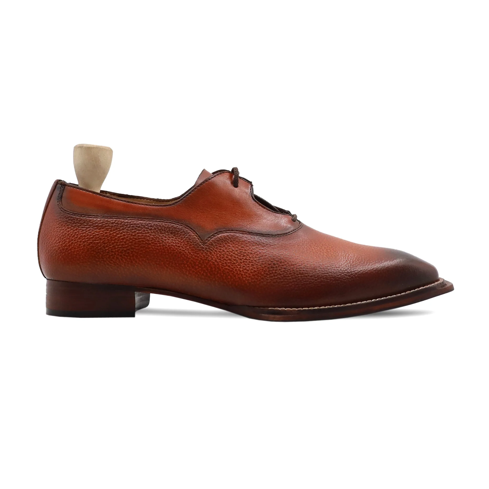 Pizarro - Men's Burnished Tan Pebble Grain Leather Oxford Shoe - Image 2