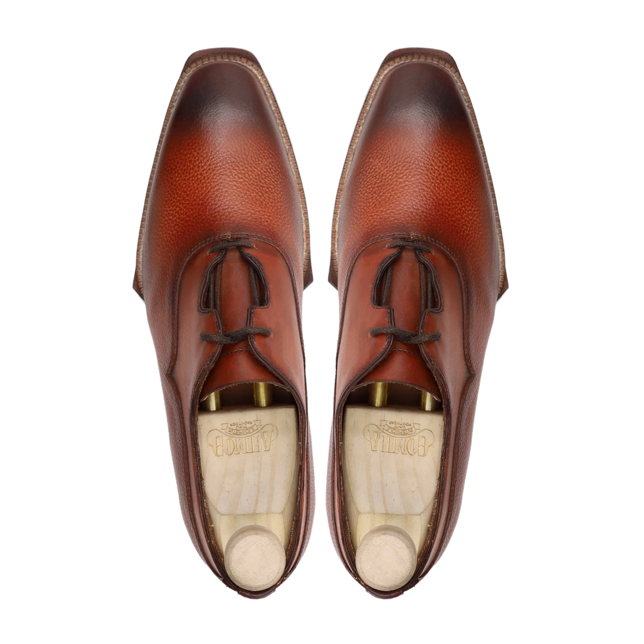 Pizarro - Men's Burnished Tan Pebble Grain Leather Oxford Shoe - Image 3