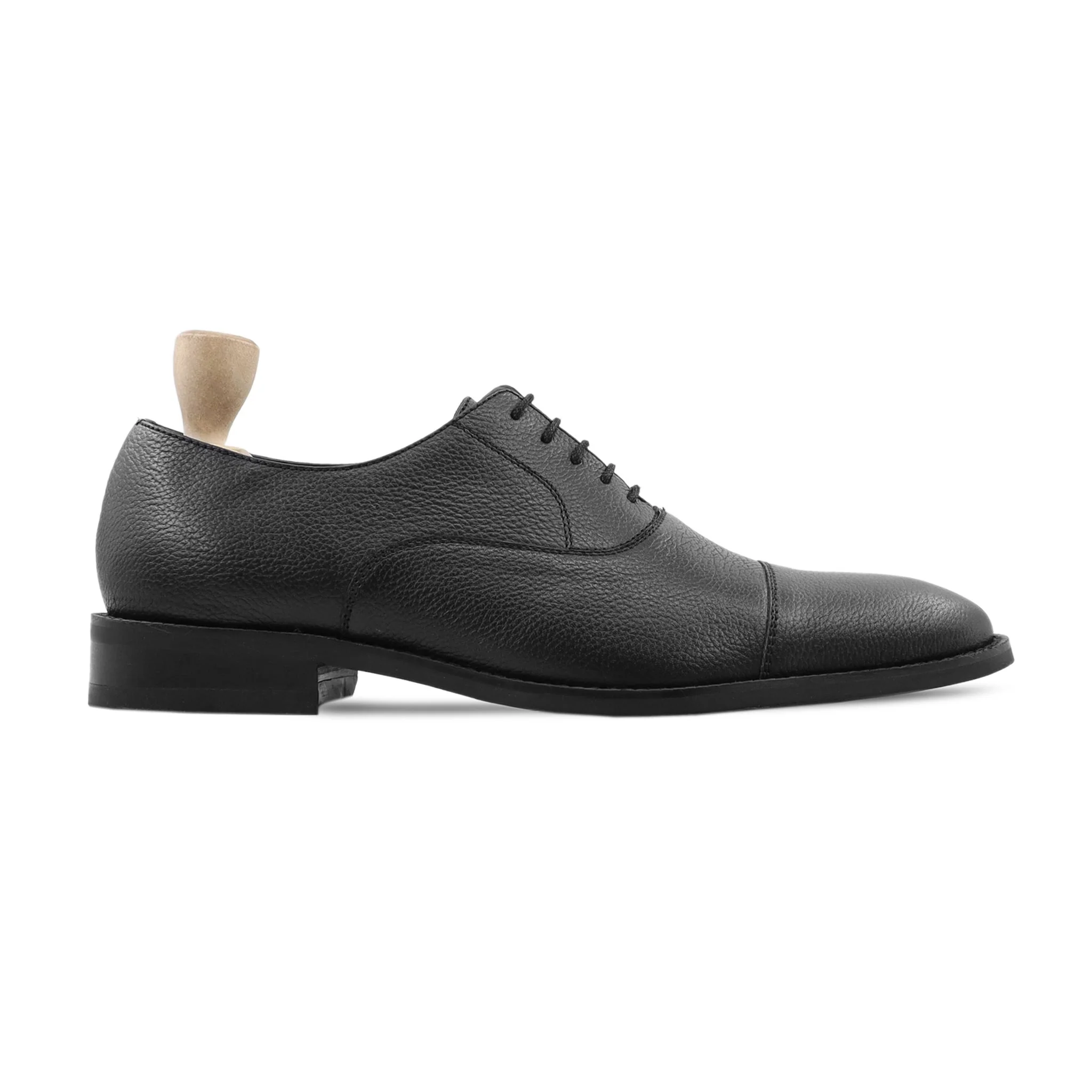 Plock - Men's Black Pebble Grain Leather Oxford Shoe - Image 2