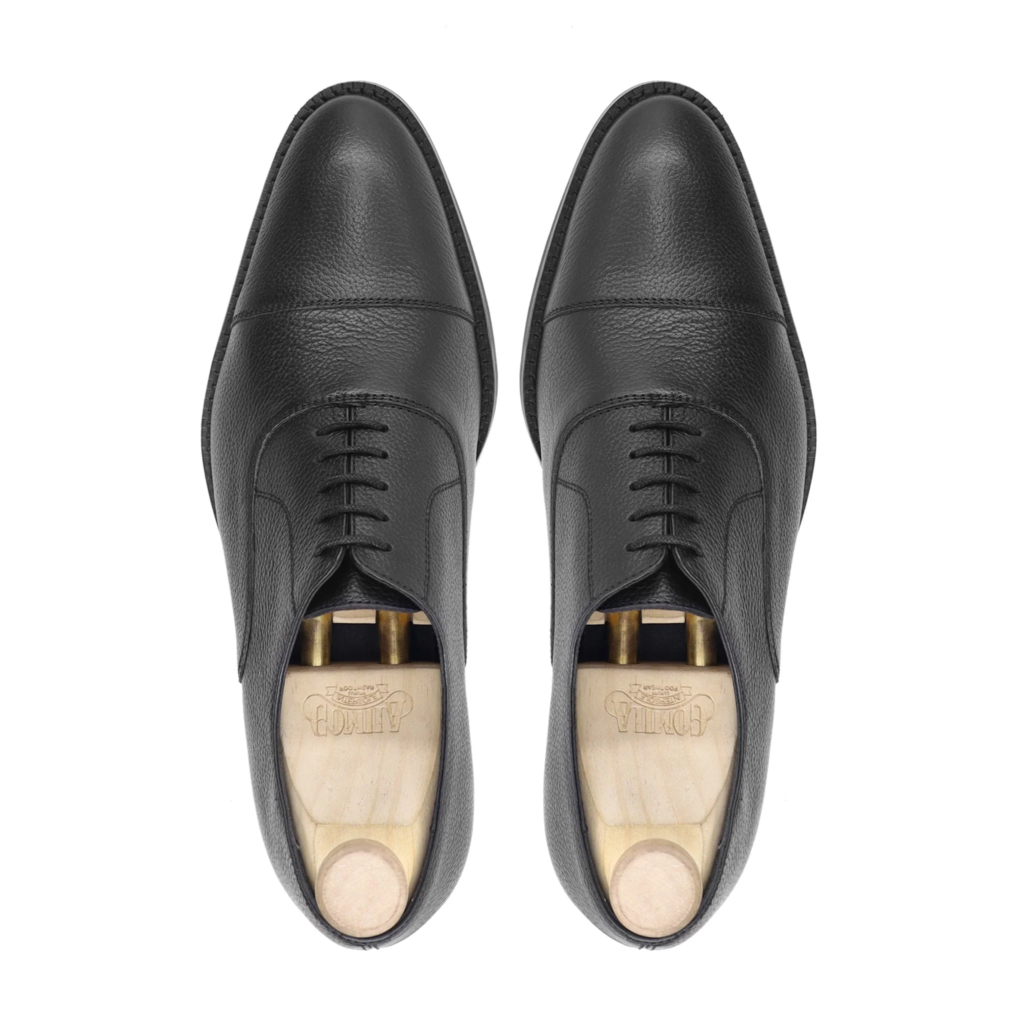 Plock - Men's Black Pebble Grain Leather Oxford Shoe - Image 3