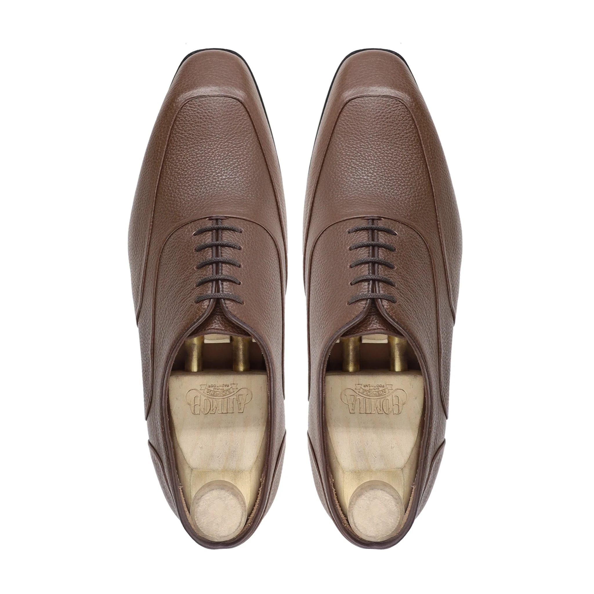 Poligiros - Men's Brown Pebble Grain Leather Oxford Shoe - Image 3
