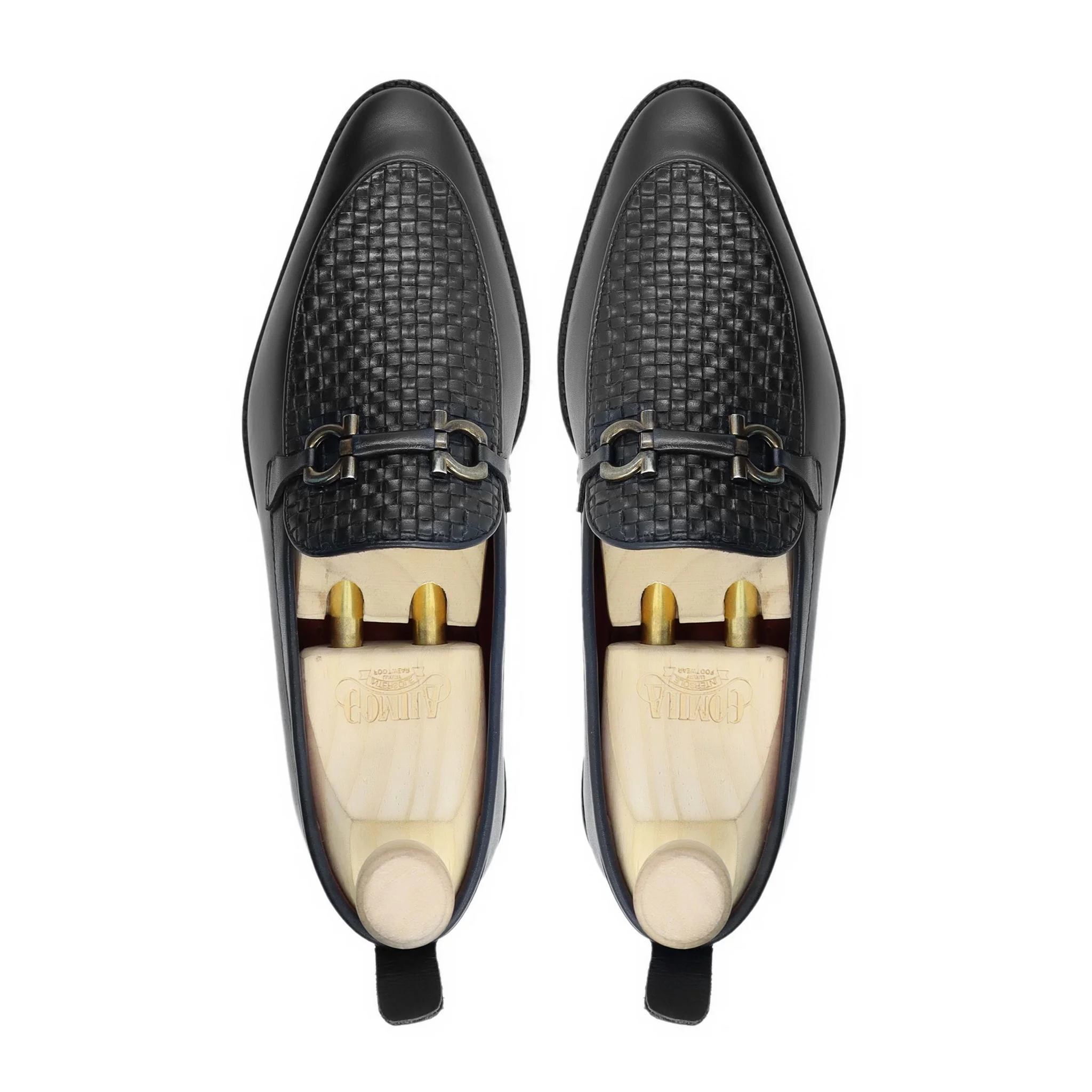 Polonix - Men's Black Calf and Hand Woven Calf Leather Loafer - Image 3