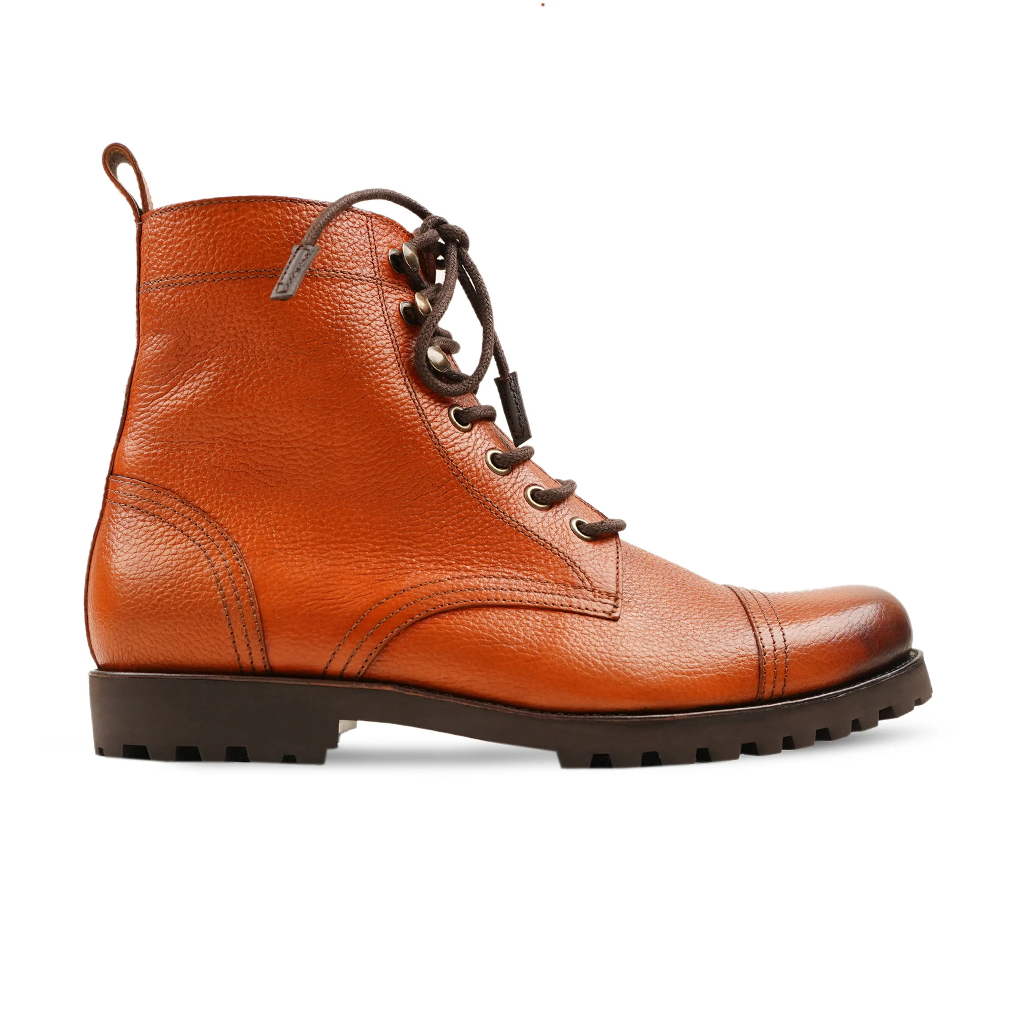 Reiki -  Men's Burnished Orange Tan Pebble Grain Leather Boot - Image 2