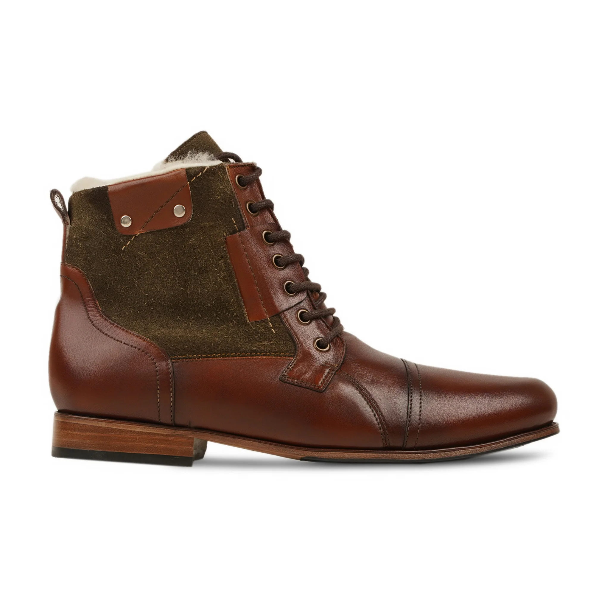 Samothrace - Men's Brown Calf Leather and Brown Kid Suede Boot - Image 2