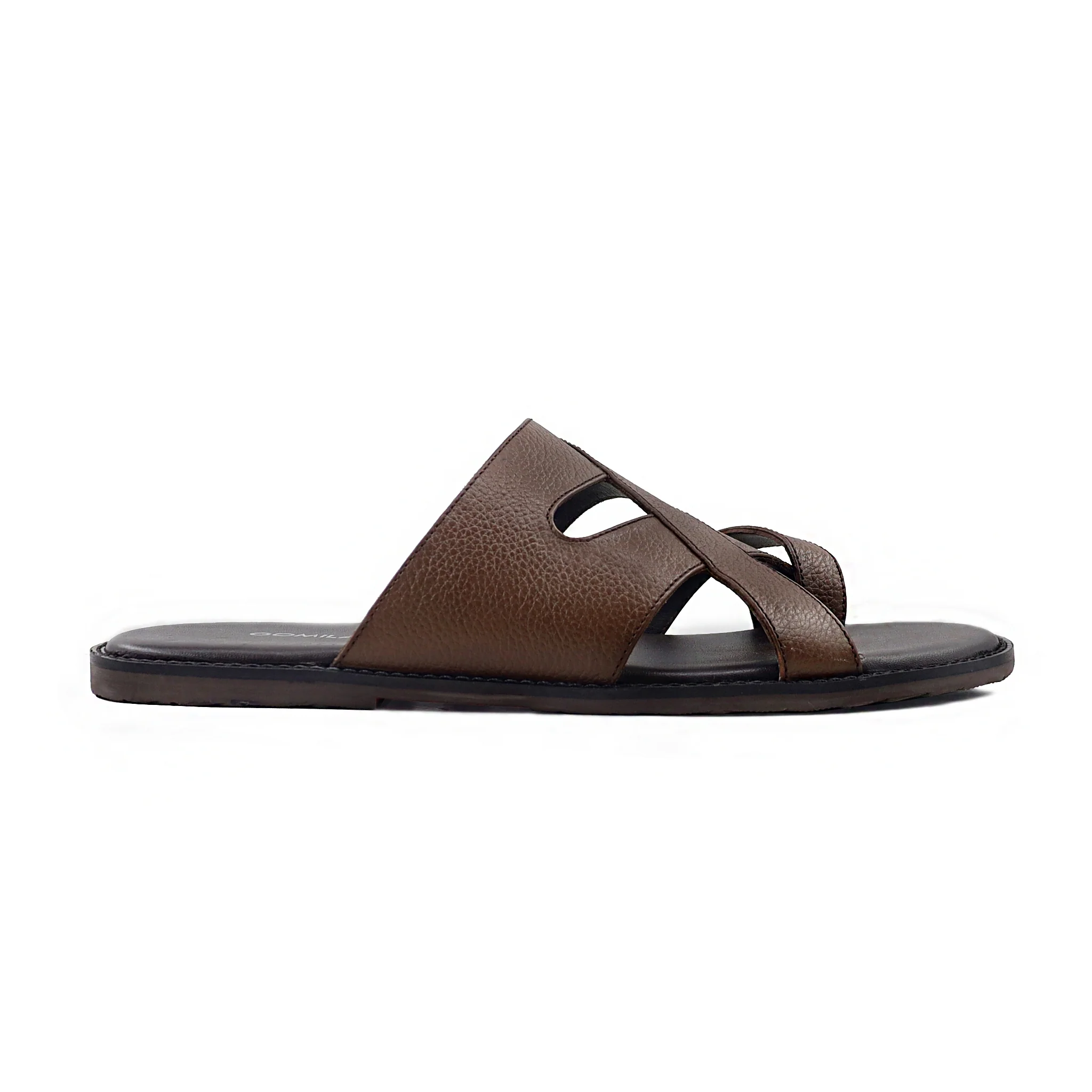 Shugo - Men's Dark Brown Pebble Grain Leather Slipper - Image 2
