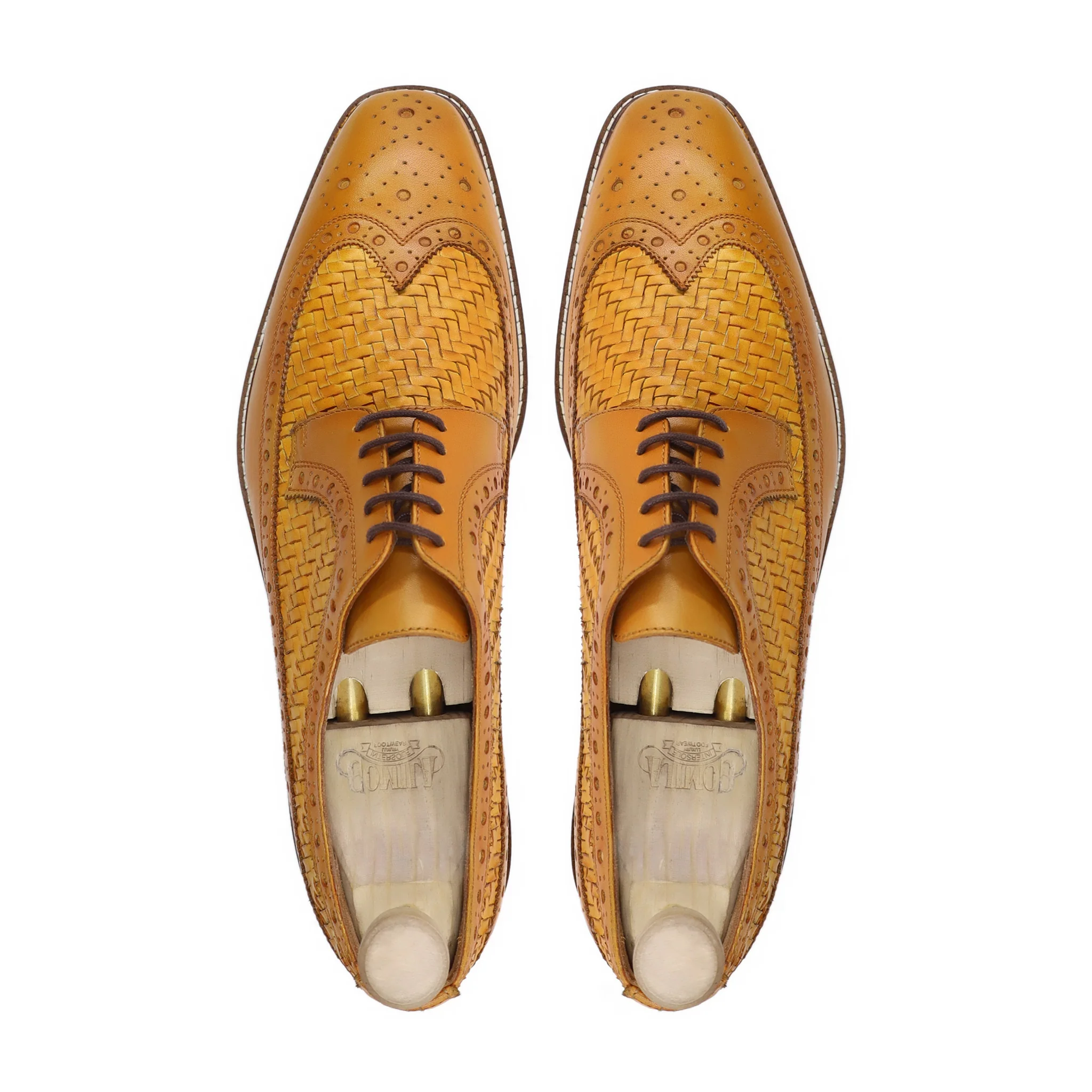 Soflica - Men's Tan Calf And Hand Woven Leather Derby Shoe - Image 3