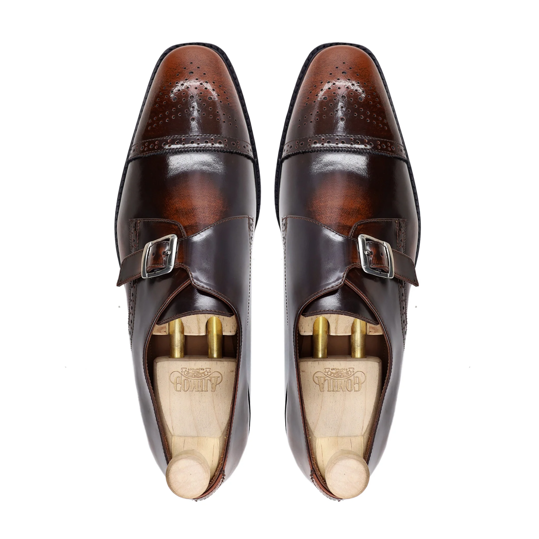 Strombus - Men's Burnished Brown Box Leather High Shine Single Monkstrap - Image 3