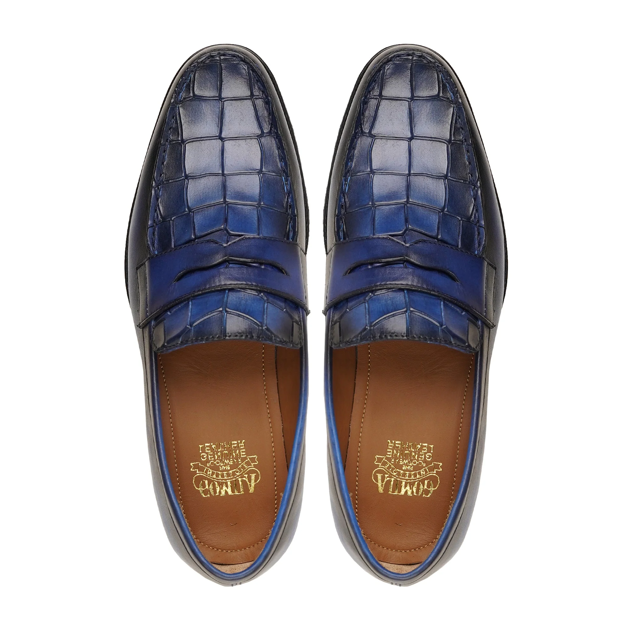 Tajimi - Men's Burnished Blue Calf Leather Loafer - Image 3
