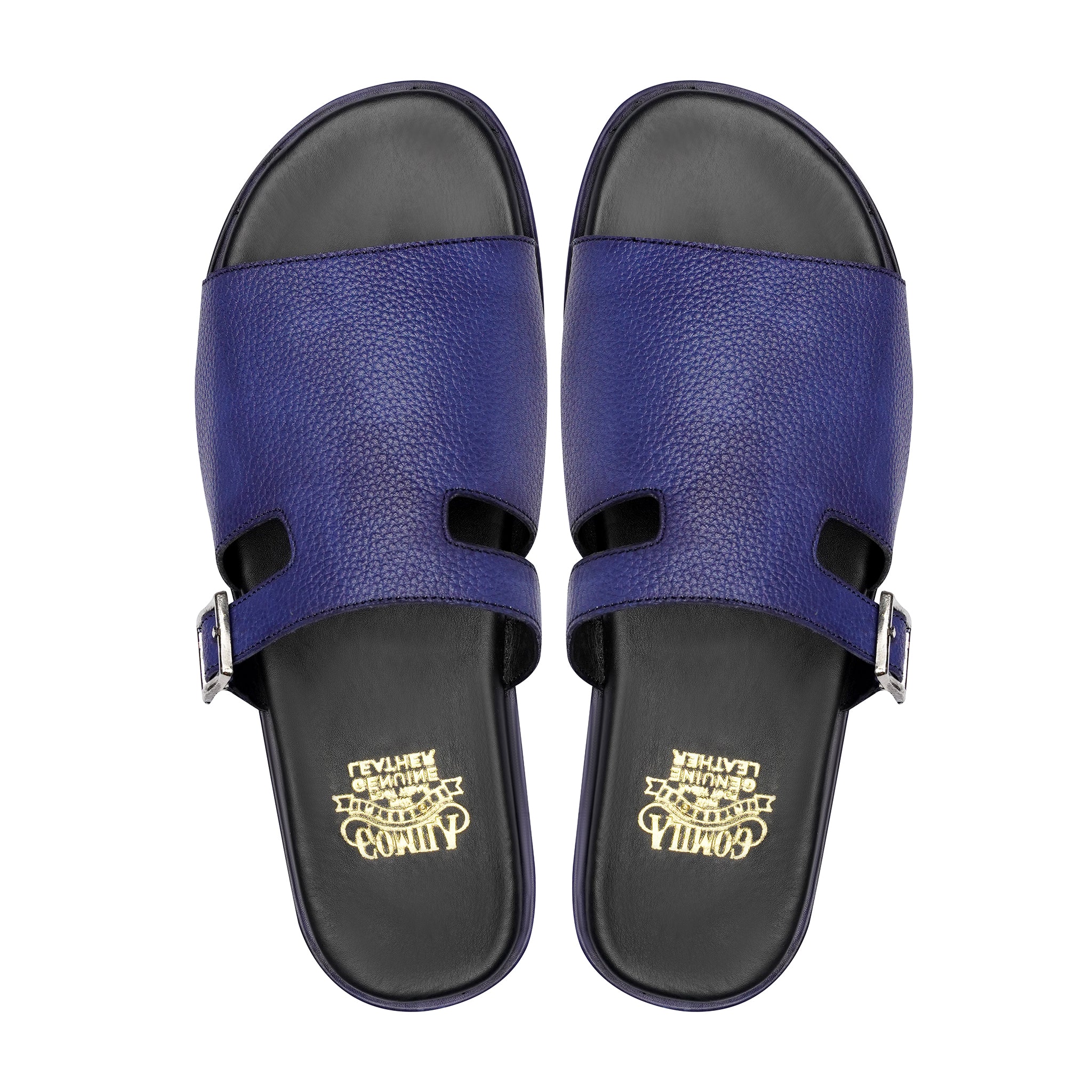 Toshi - Men's Blue Pebble Grain Leather Slipper - Image 3