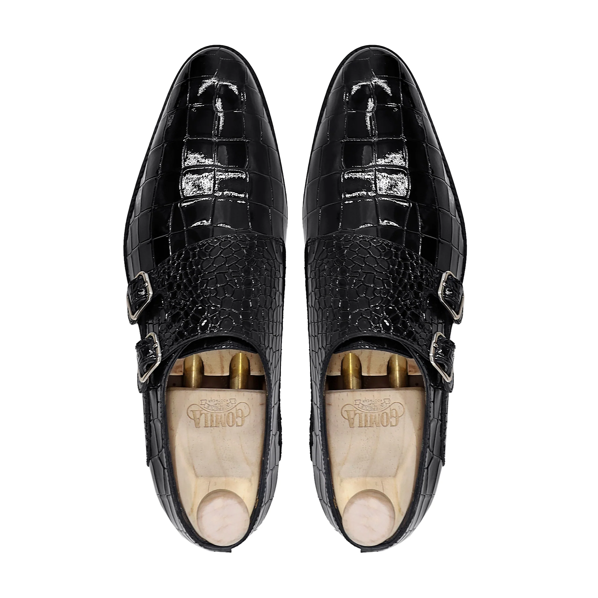 Trinity - Men's Black Patent Leather Double Monkstrap - Image 3