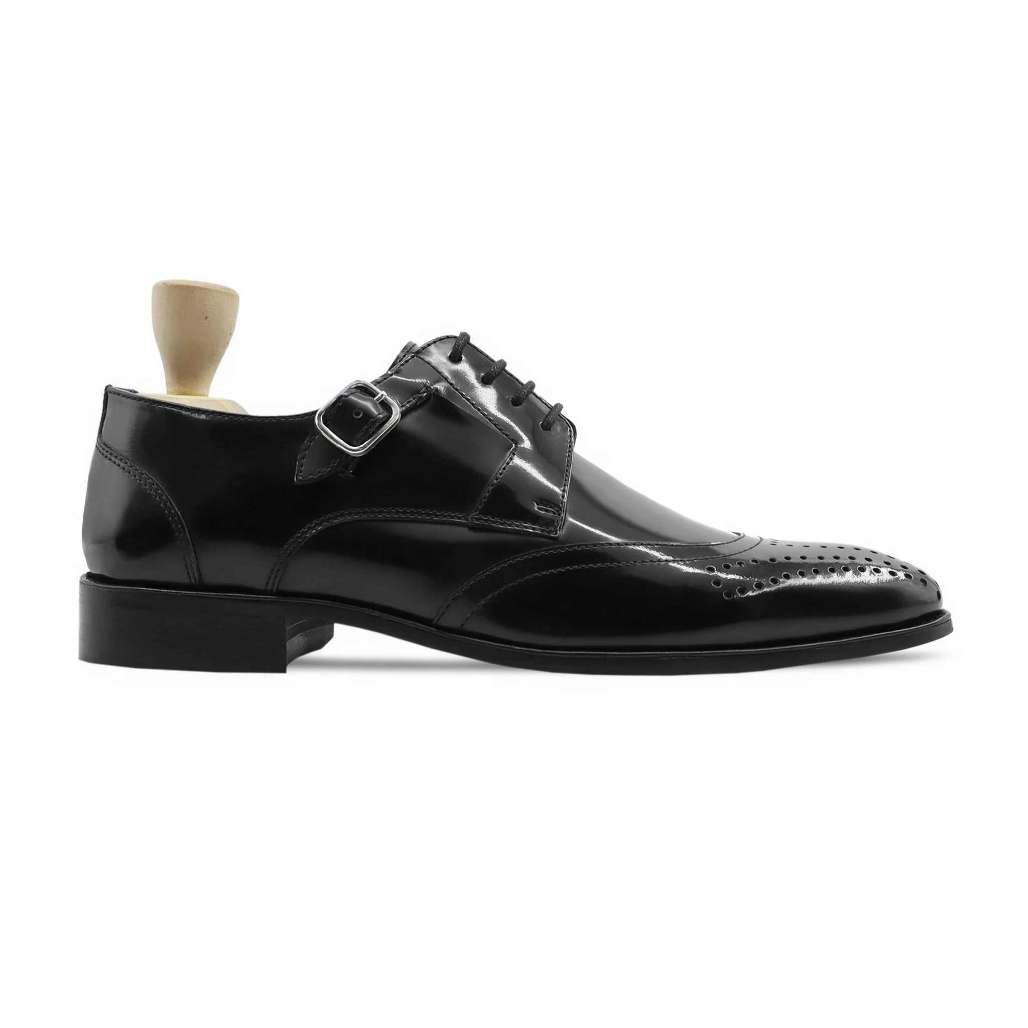 Elverum - Men's Black Box Leather High Shine Derby Shoe - Image 2