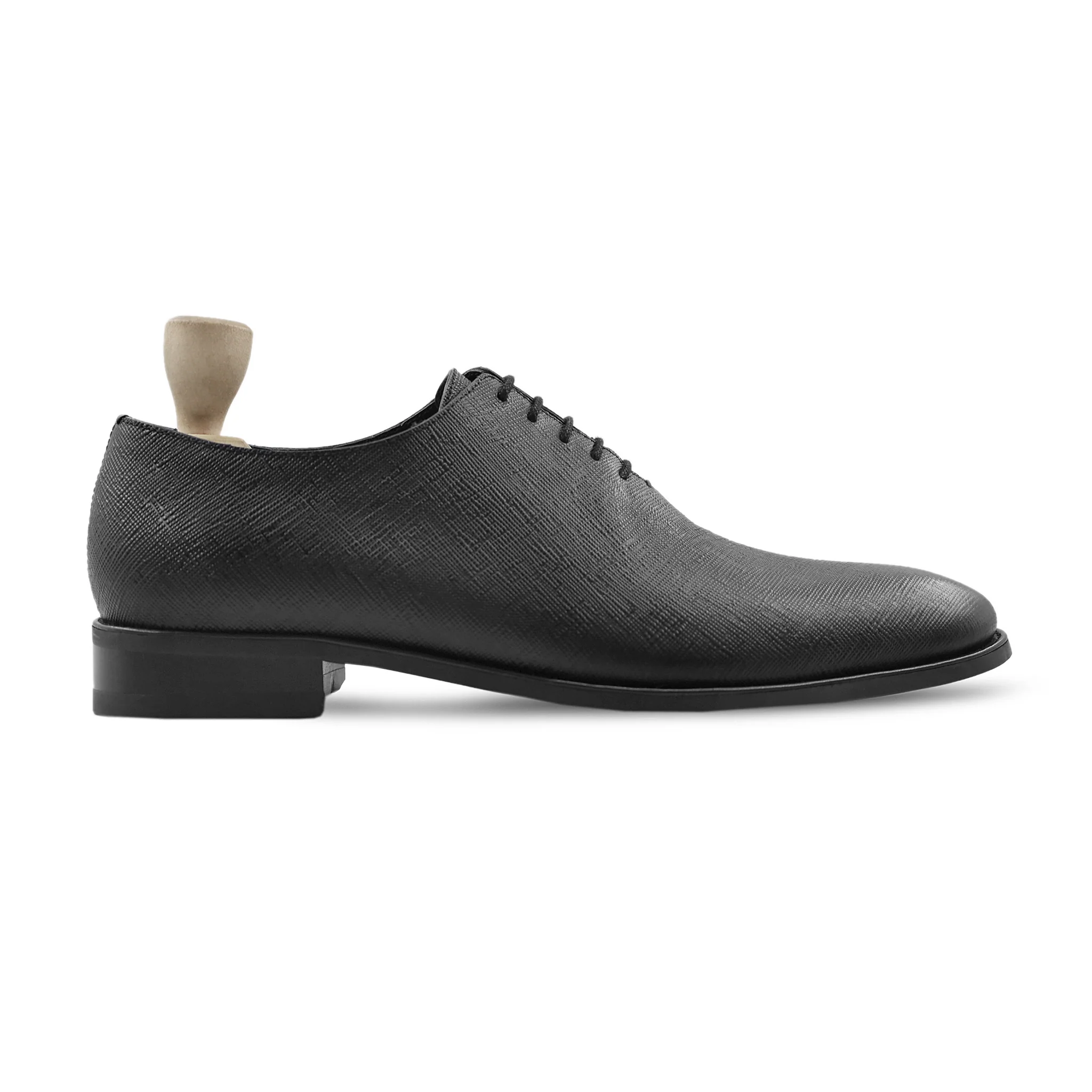 Tumari - Men's Black Pebble Grain Leather Wholecut Shoe - Image 2