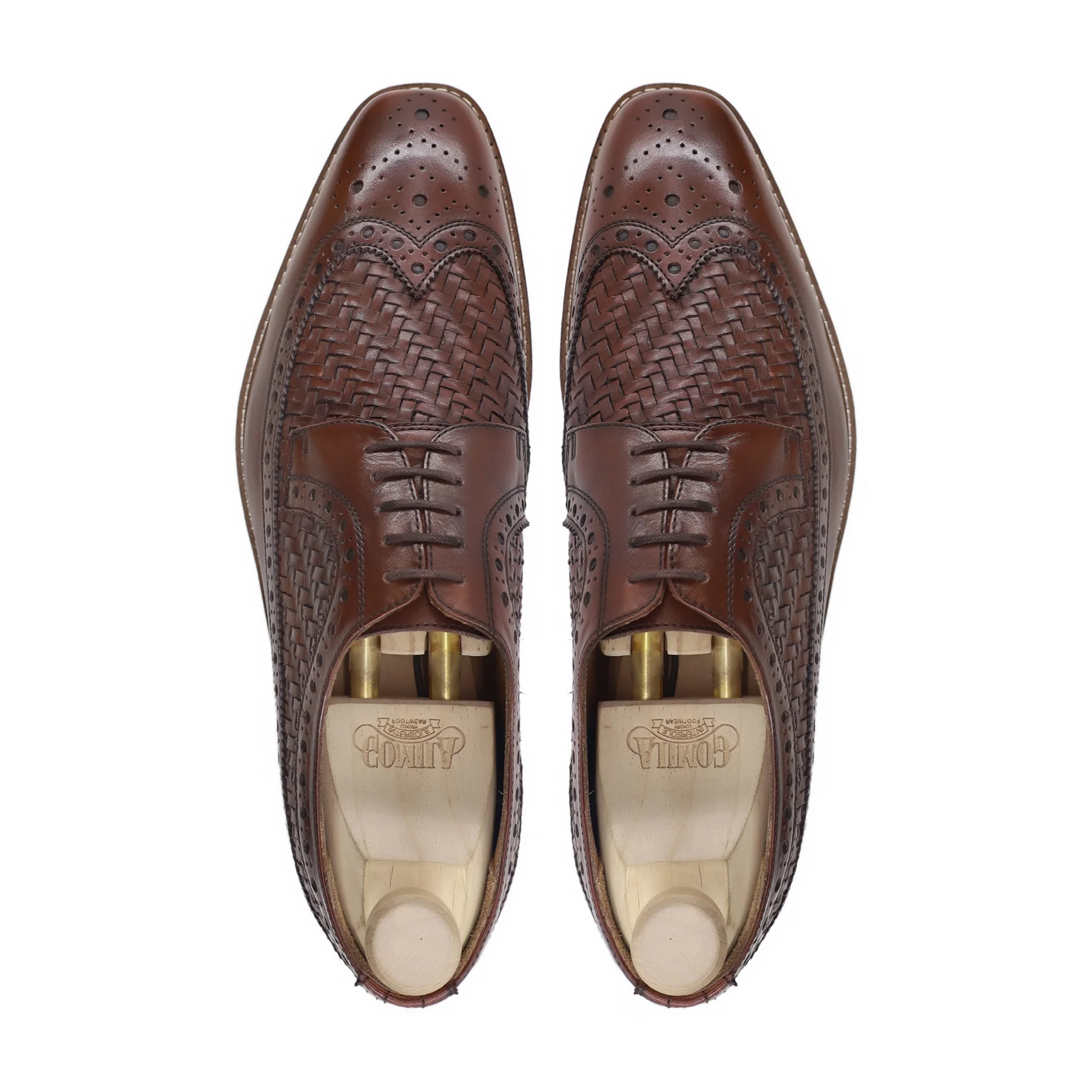 Wallis - Men's Brown Hand Woven Calf Leather Derby Shoe - Image 3