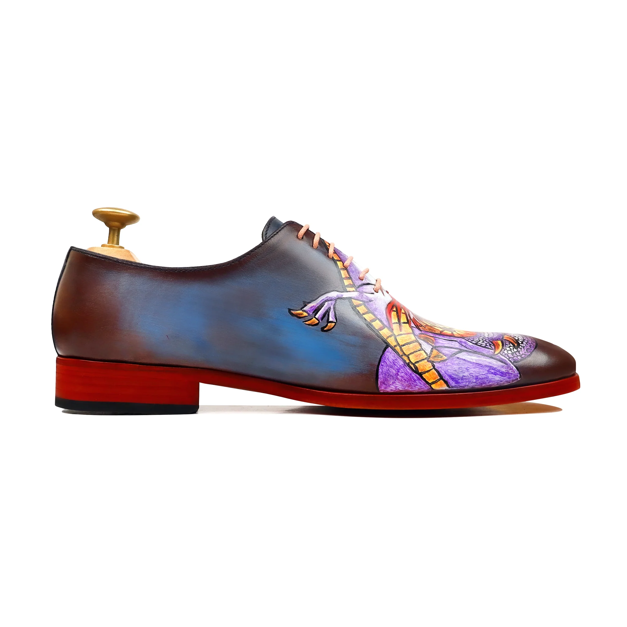 Viper Noir - Men's Burnished Blue Hand Painted  Wholecut - Image 2