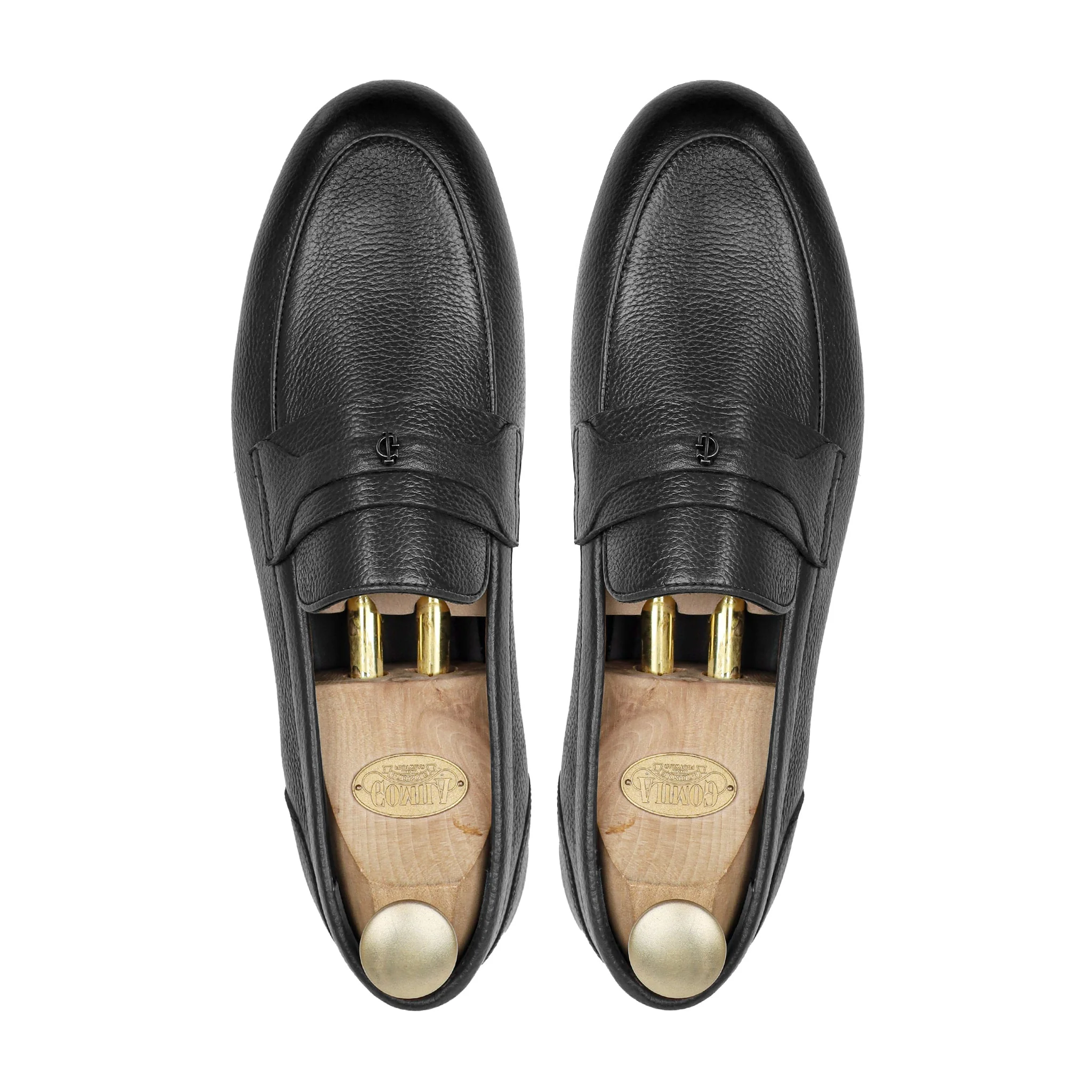 Virello - Men's Black Pebble Grain  Leather Loafer - Image 3