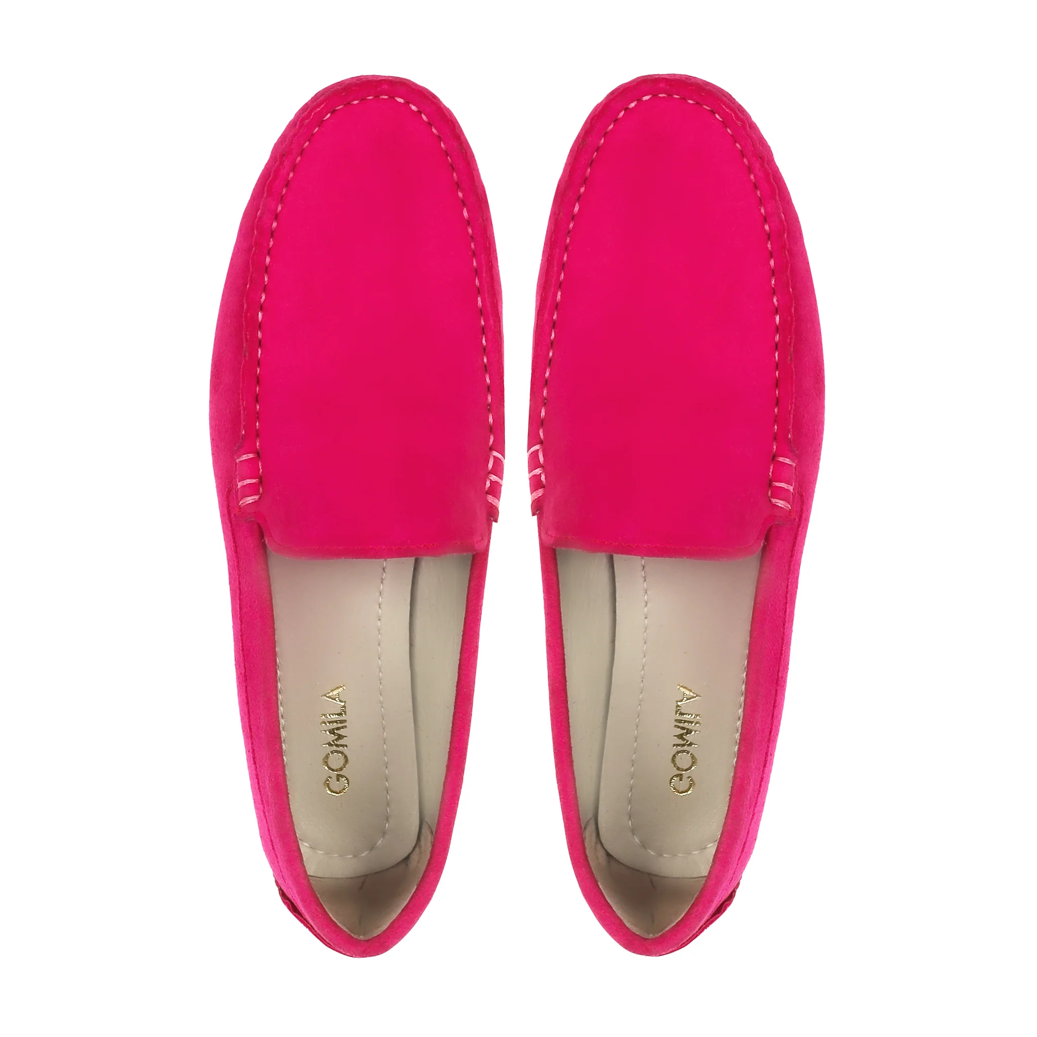 Vyla - Ladies Fuchsia Pink Split Suede Loafer - Image 3