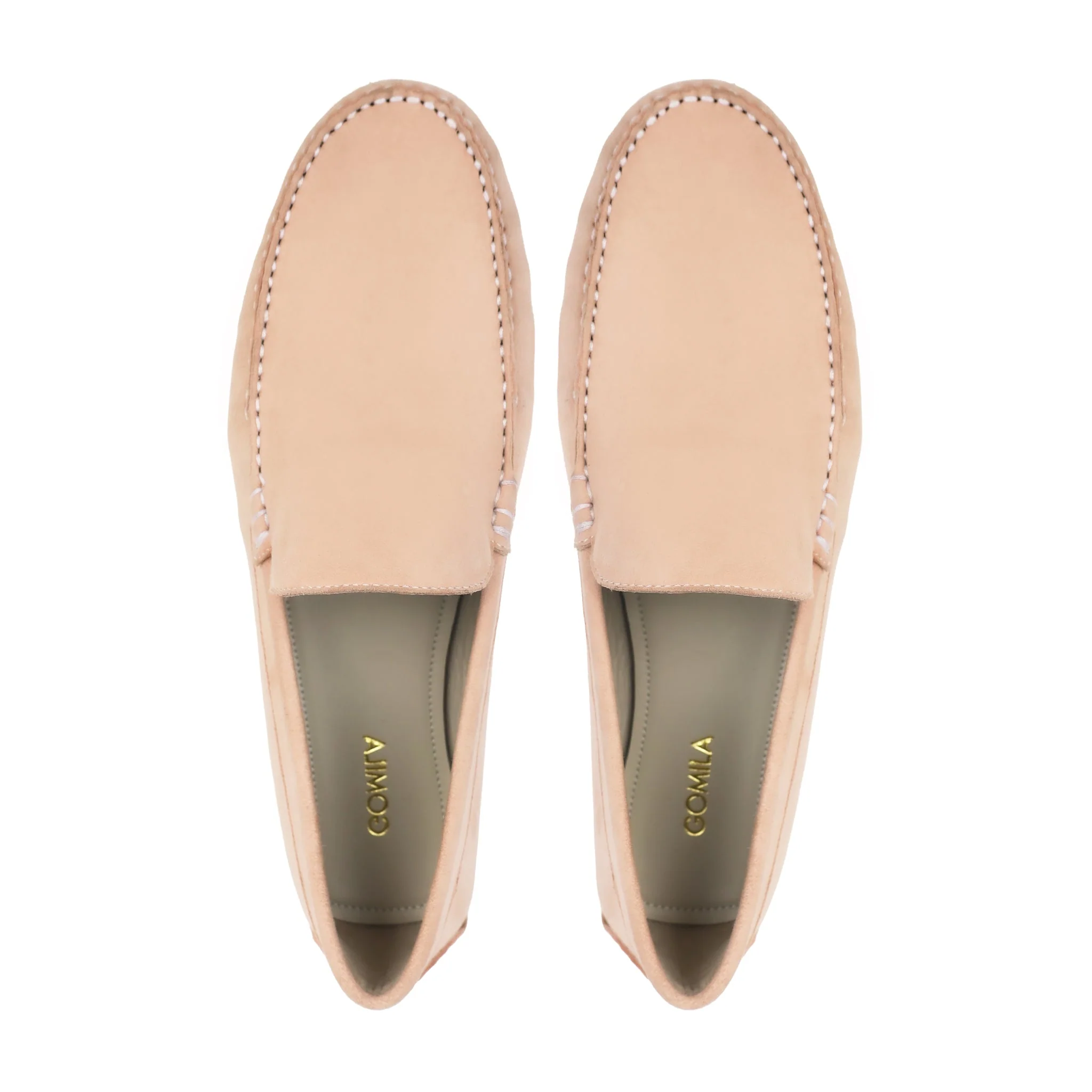 Vyla - Ladies Light Beige Split Suede Loafer - Image 3