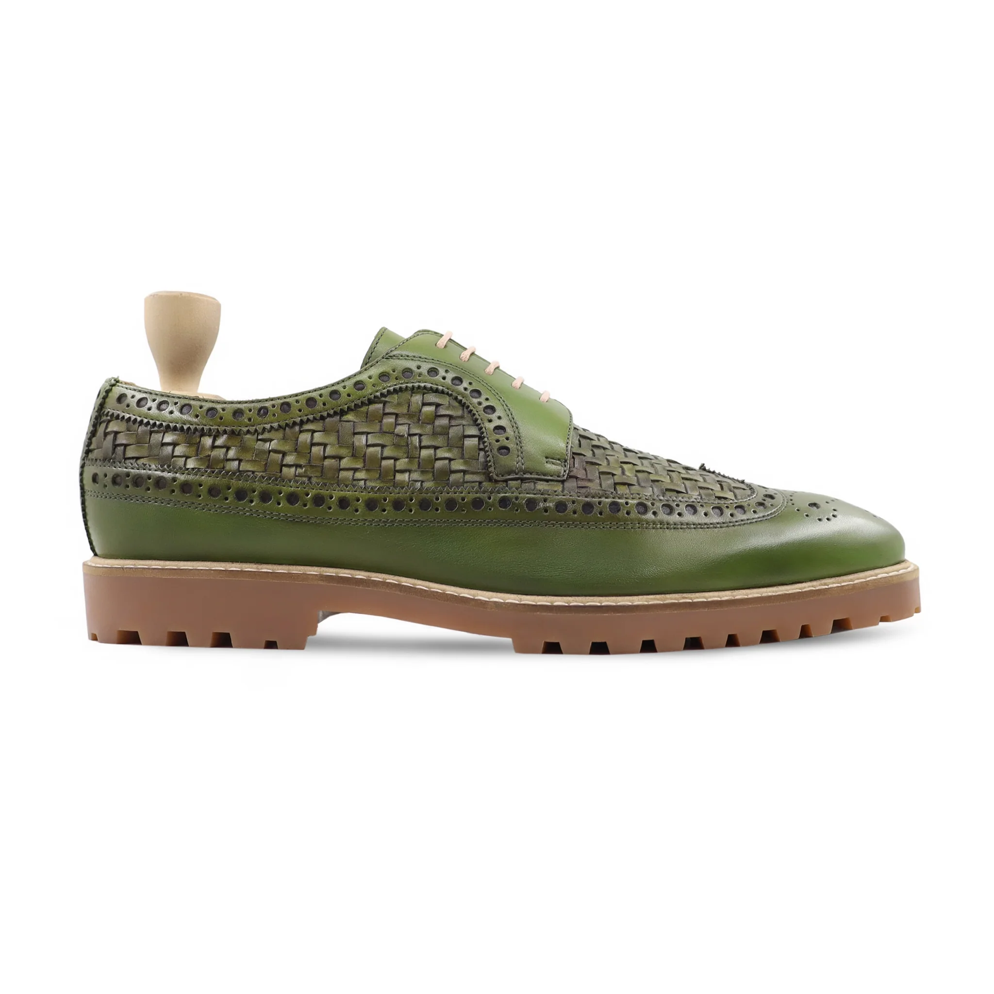 Wardel - Men's Light Green Calf And Hand Woven Calf Leather Derby Shoe - Image 2