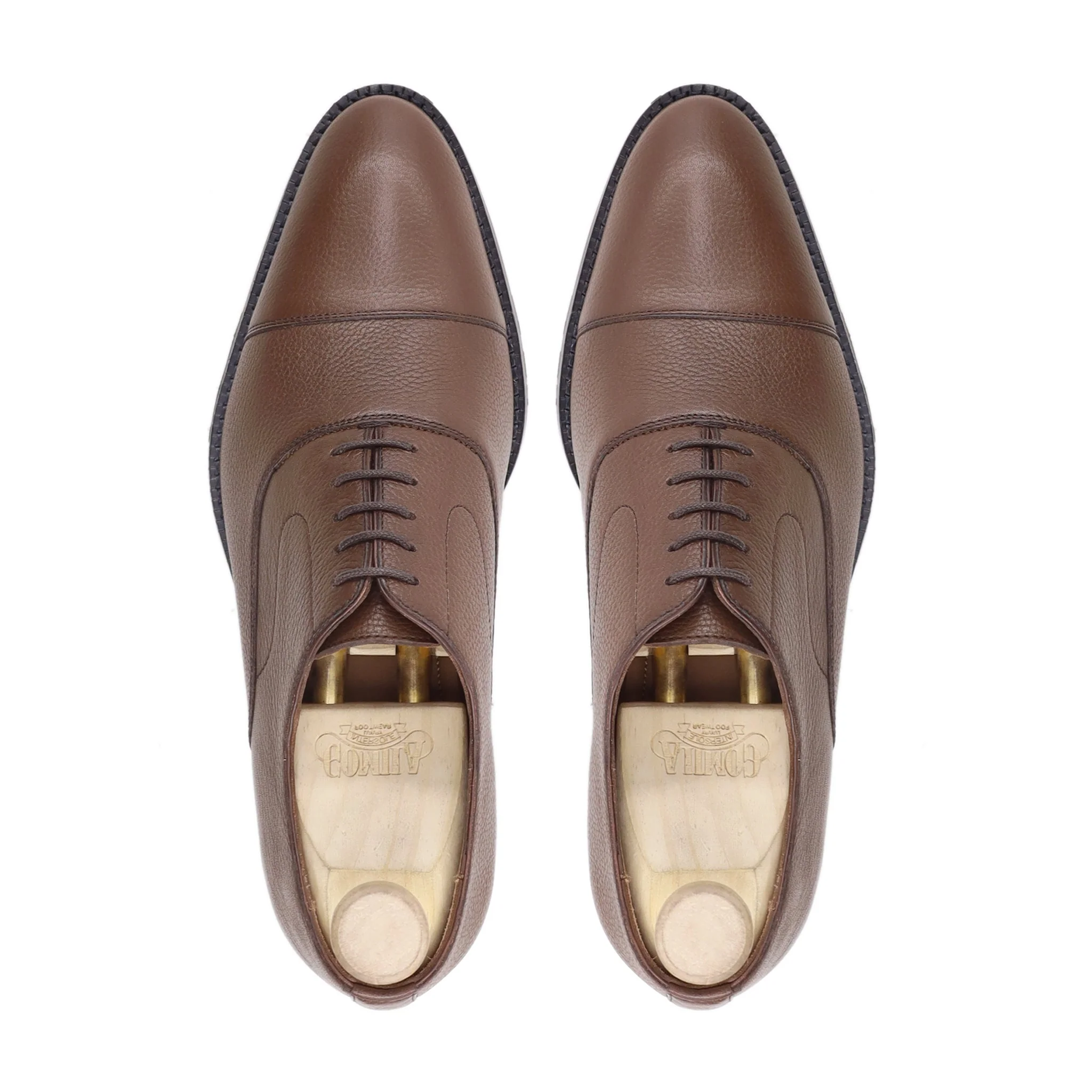 Warsaw - Men's Brown Pebble Grain Leather Oxford Shoe - Image 3