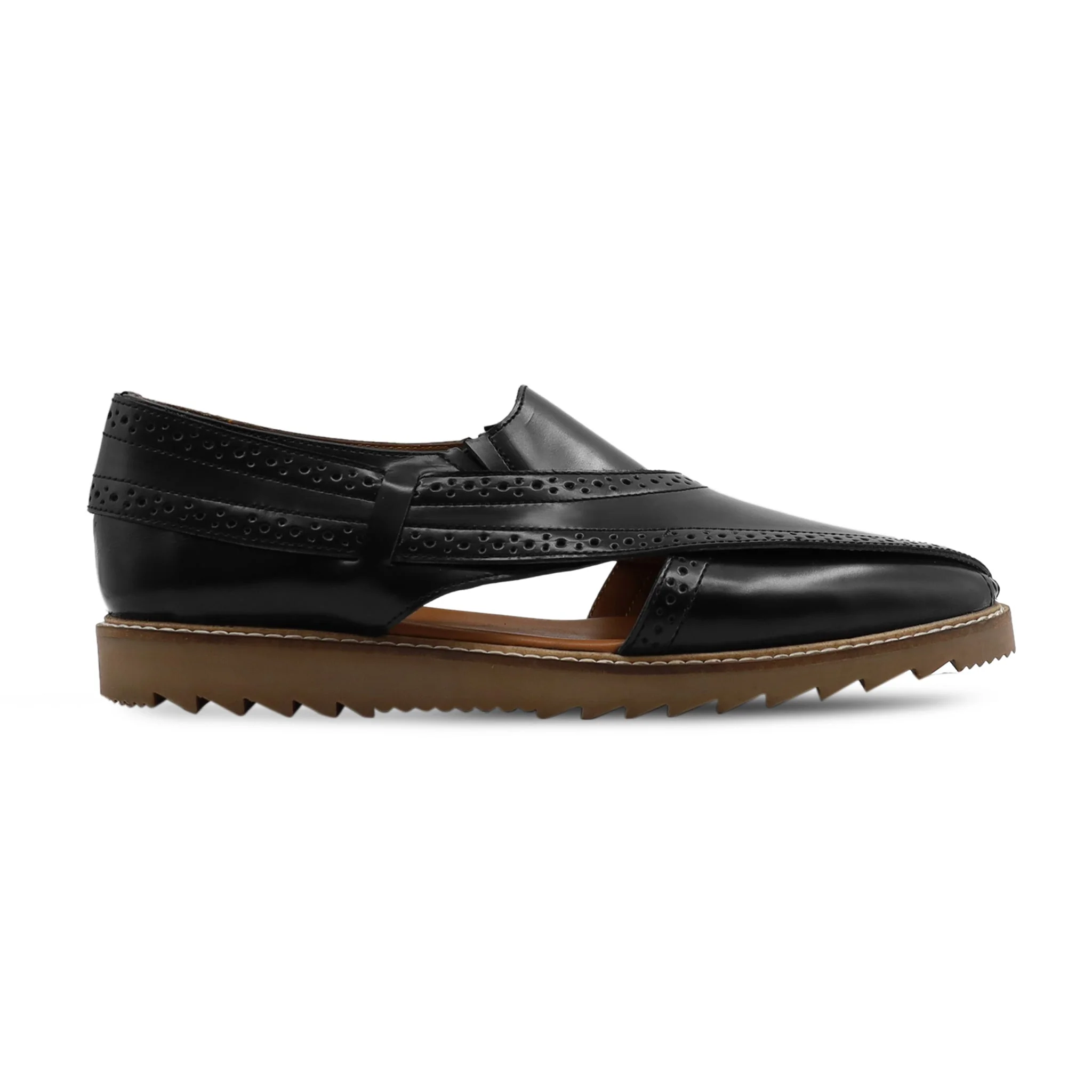 Wichita - Men's Black Box Leather High Shine Sandal - Image 2