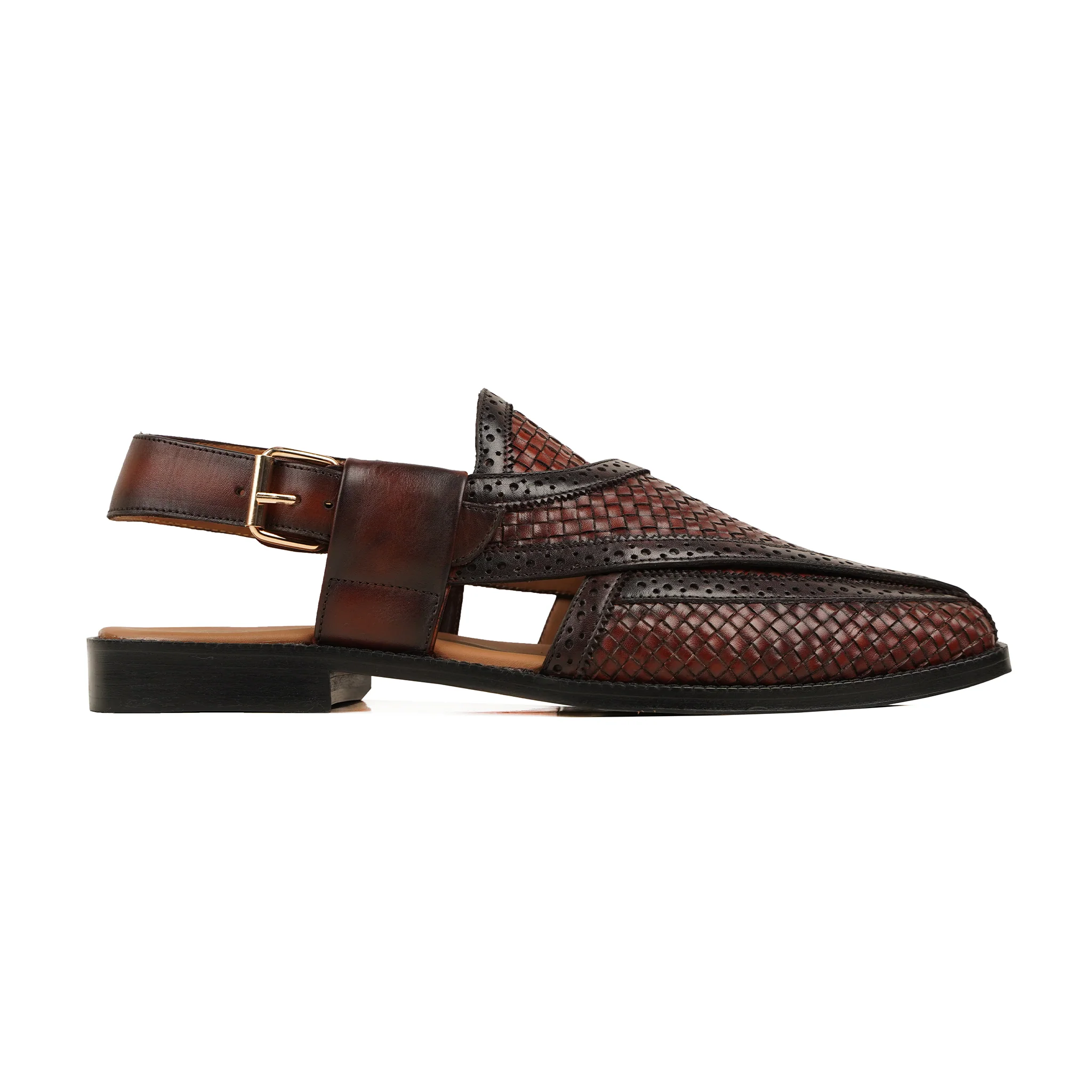 Tsheyka - Men's Reddish Brown Hand Woven Calf Leather Sandal - Image 2