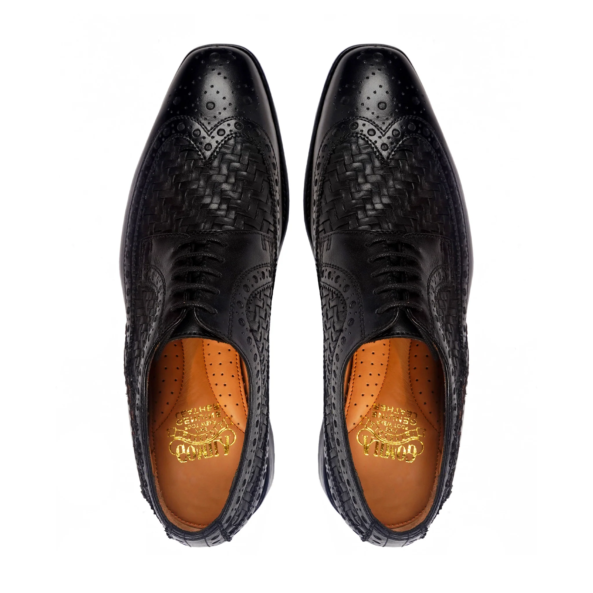 Yasnole - Men's Black Calf and Hand Woven Calf Leather Derby Shoe - Image 3