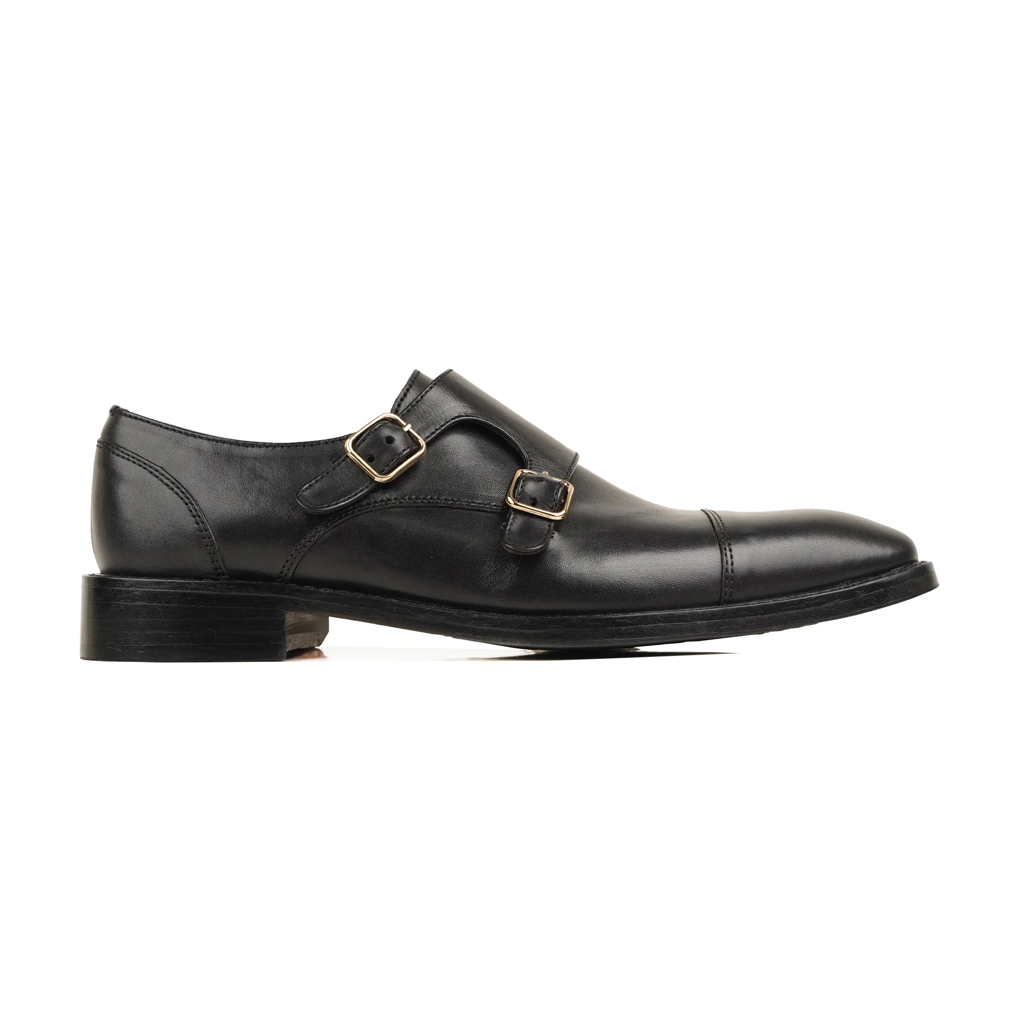 York - Men's Black Calf Leather Double Monkstrap - Image 2
