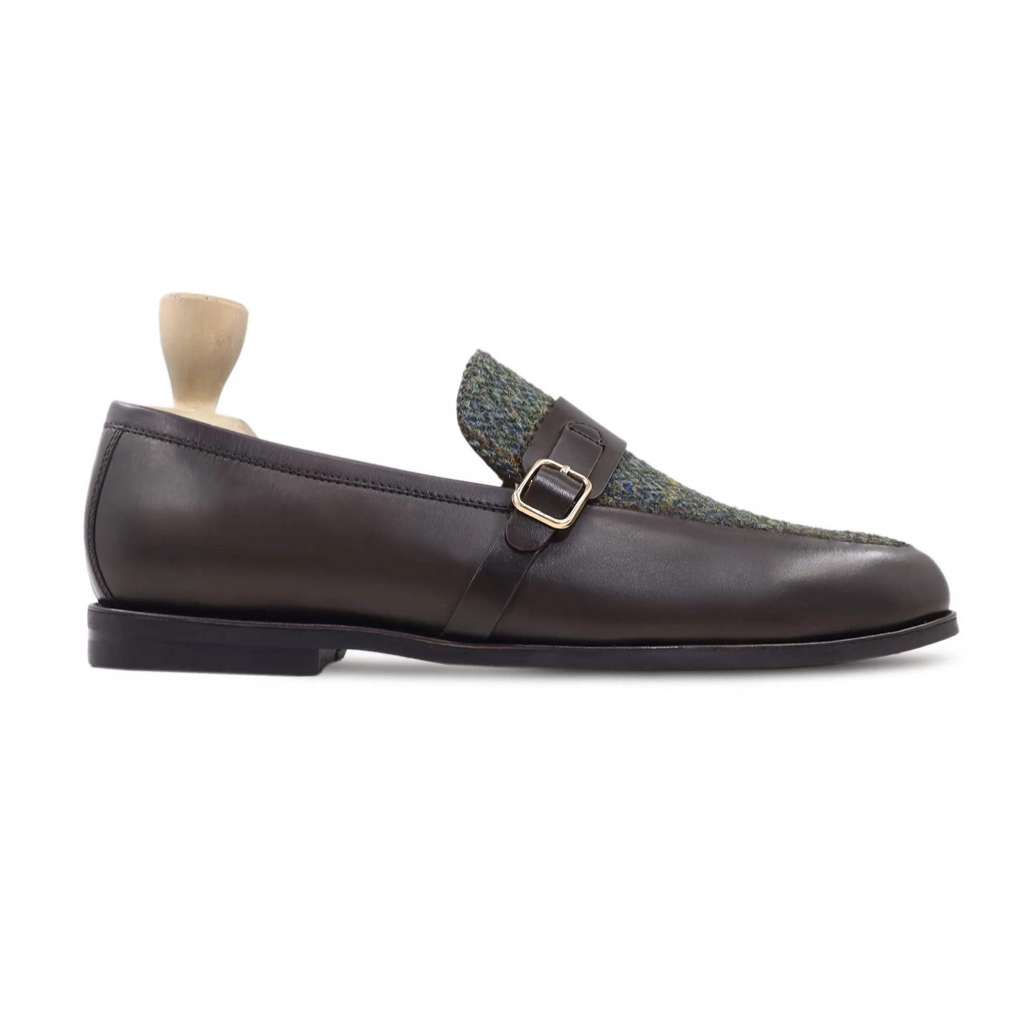 Yulisa - Men's Dark Brown Calf Leather and Harris Tweed Loafer - Image 2