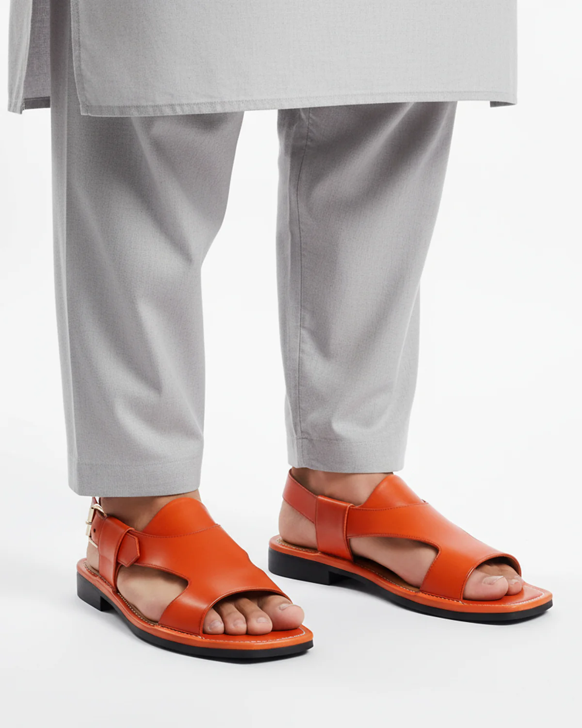 Zyra - Men's Orange Calf Leather Sandal - Image 6